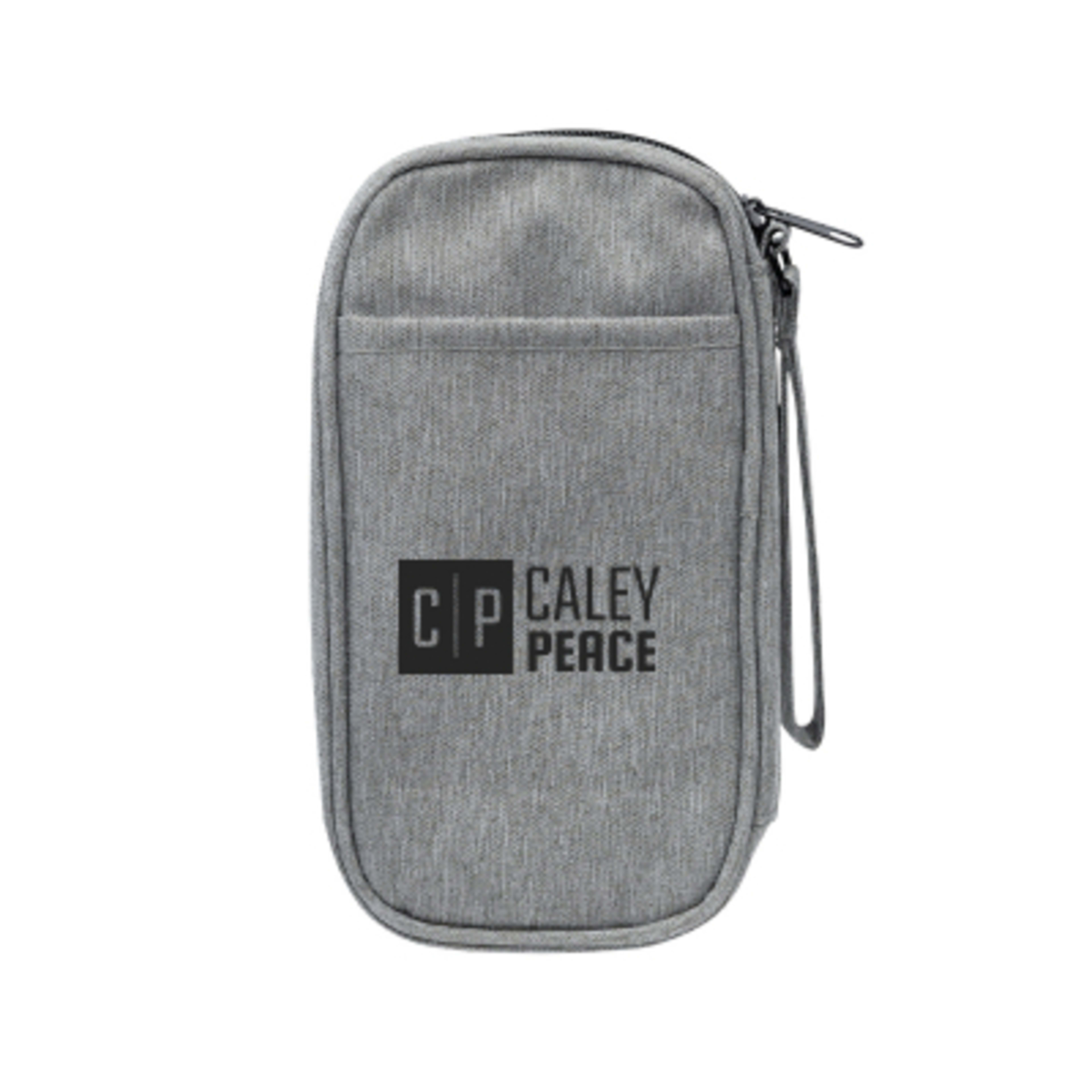 Tech Travel Organizer Recycled Polyester - 7.75 x 4 x 2 in - HEA/Gray - Silkscreen - product view 2