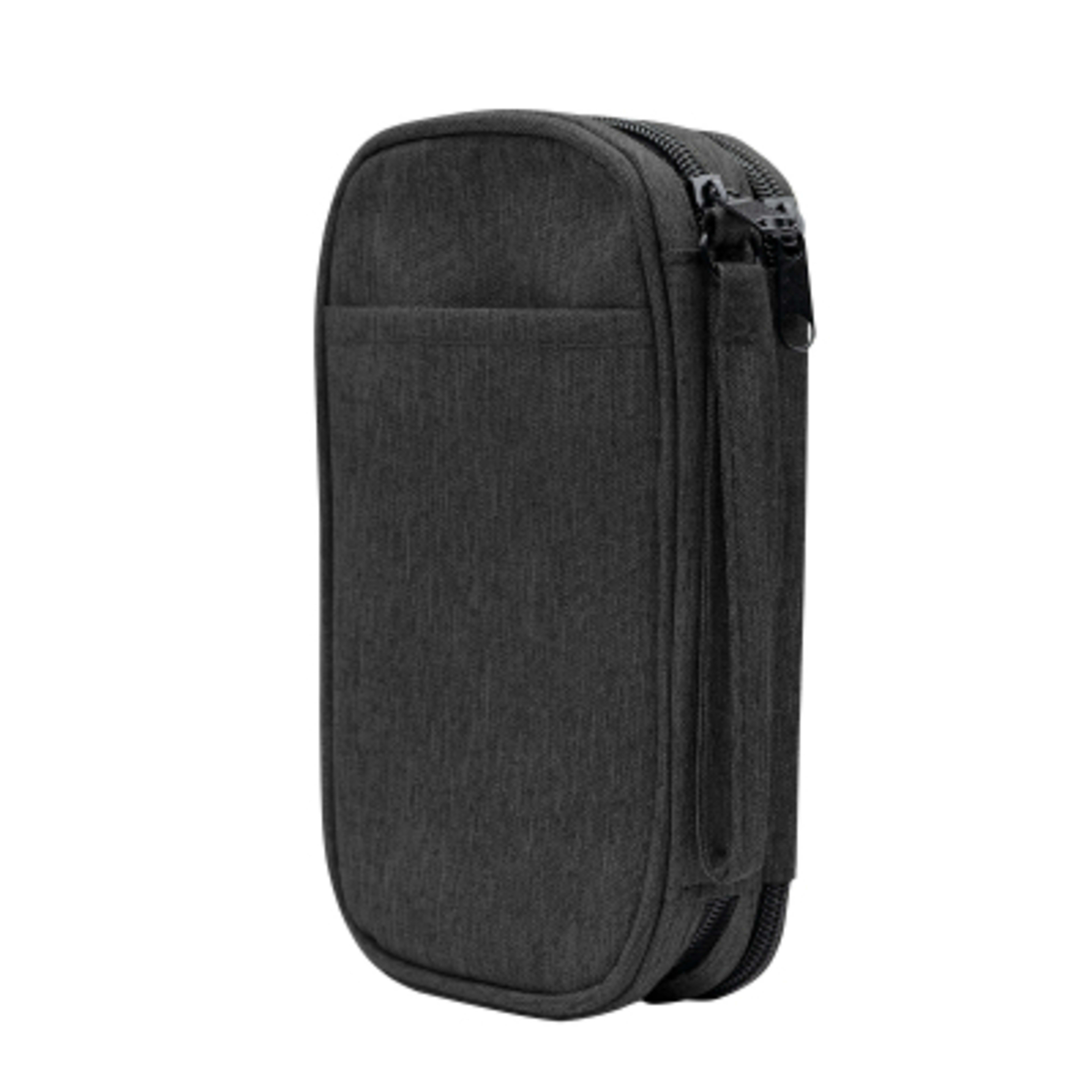 Tech Travel Organizer Recycled Polyester - 7.75 x 4 x 2 in - HEA/Black - Angle - product view 14