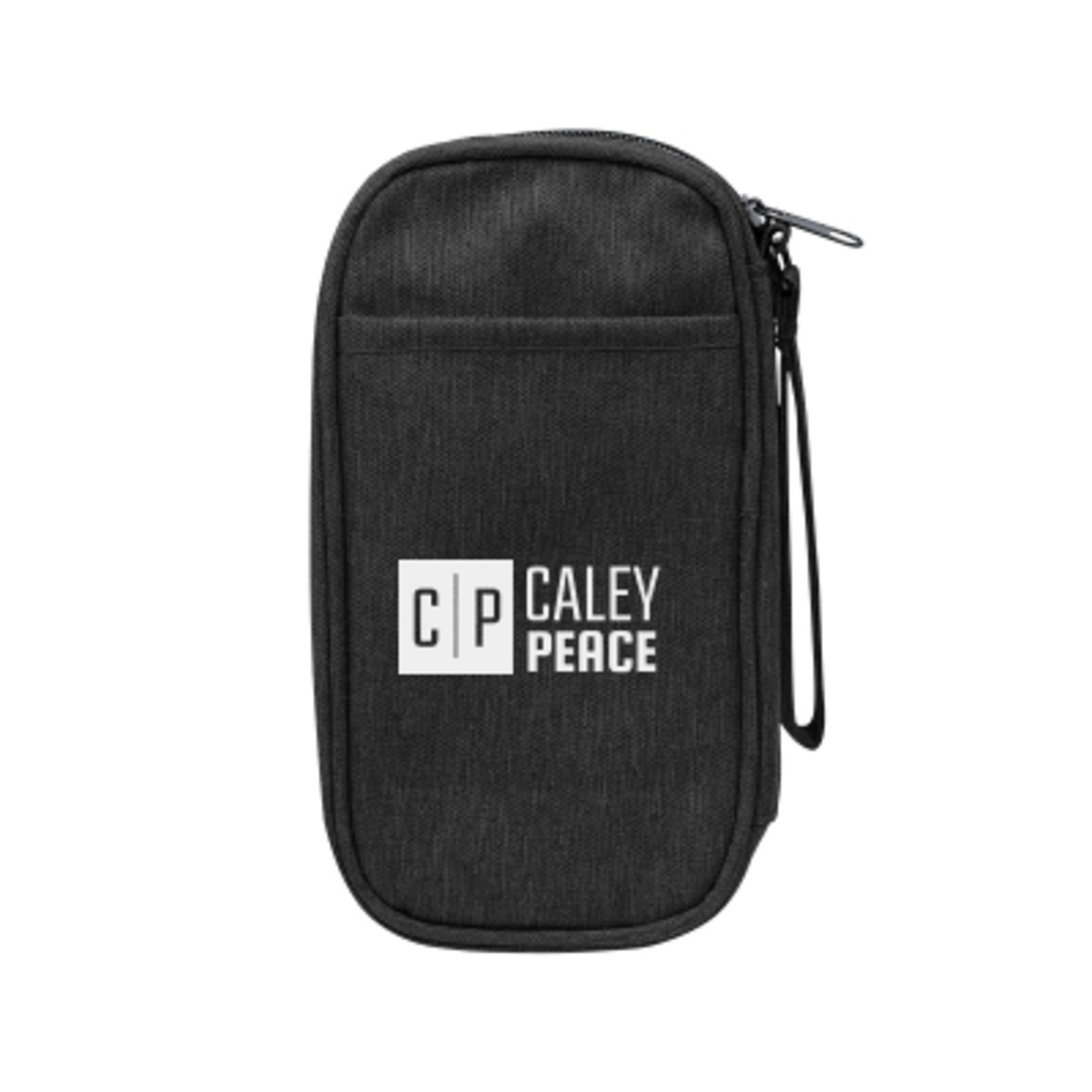 Tech Travel Organizer Recycled Polyester - 7.75 x 4 x 2 in - HEA/Black - Silkscreen - product view 3