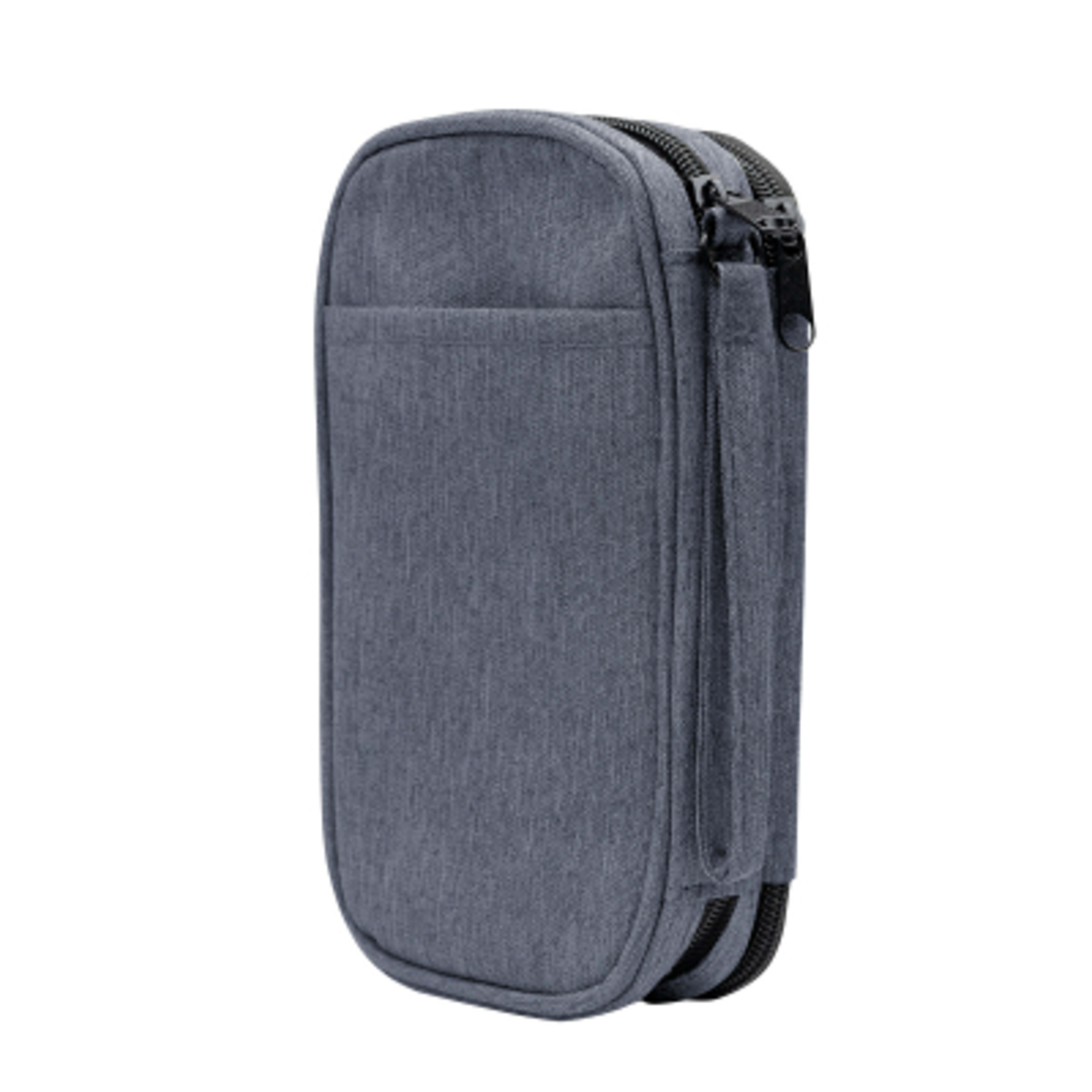 Tech Travel Organizer Recycled Polyester - 7.75 x 4 x 2 in - HEA/Navy - Angle - product view 5
