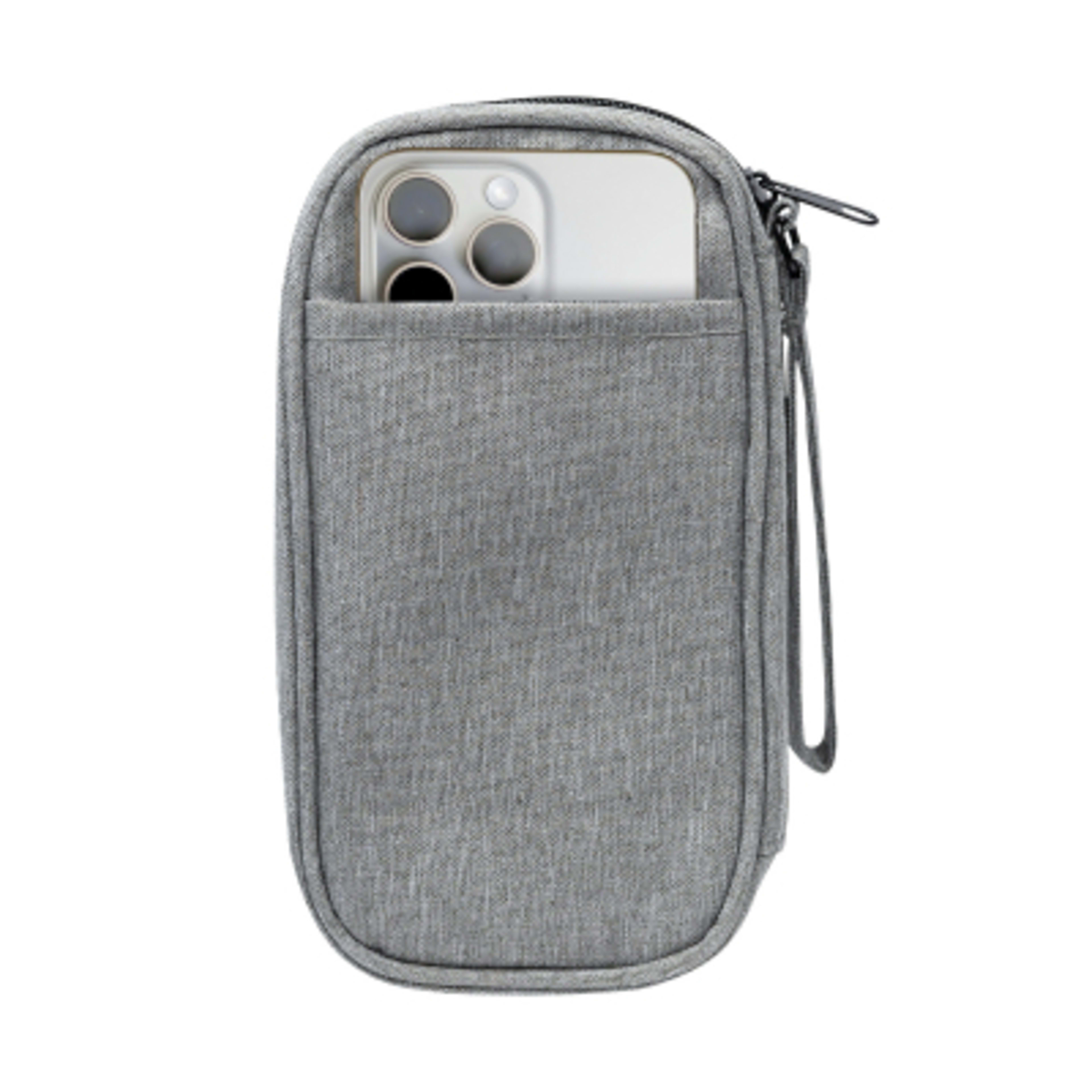Tech Travel Organizer Recycled Polyester - 7.75 x 4 x 2 in - HEA/Gray - Phone - product view 7