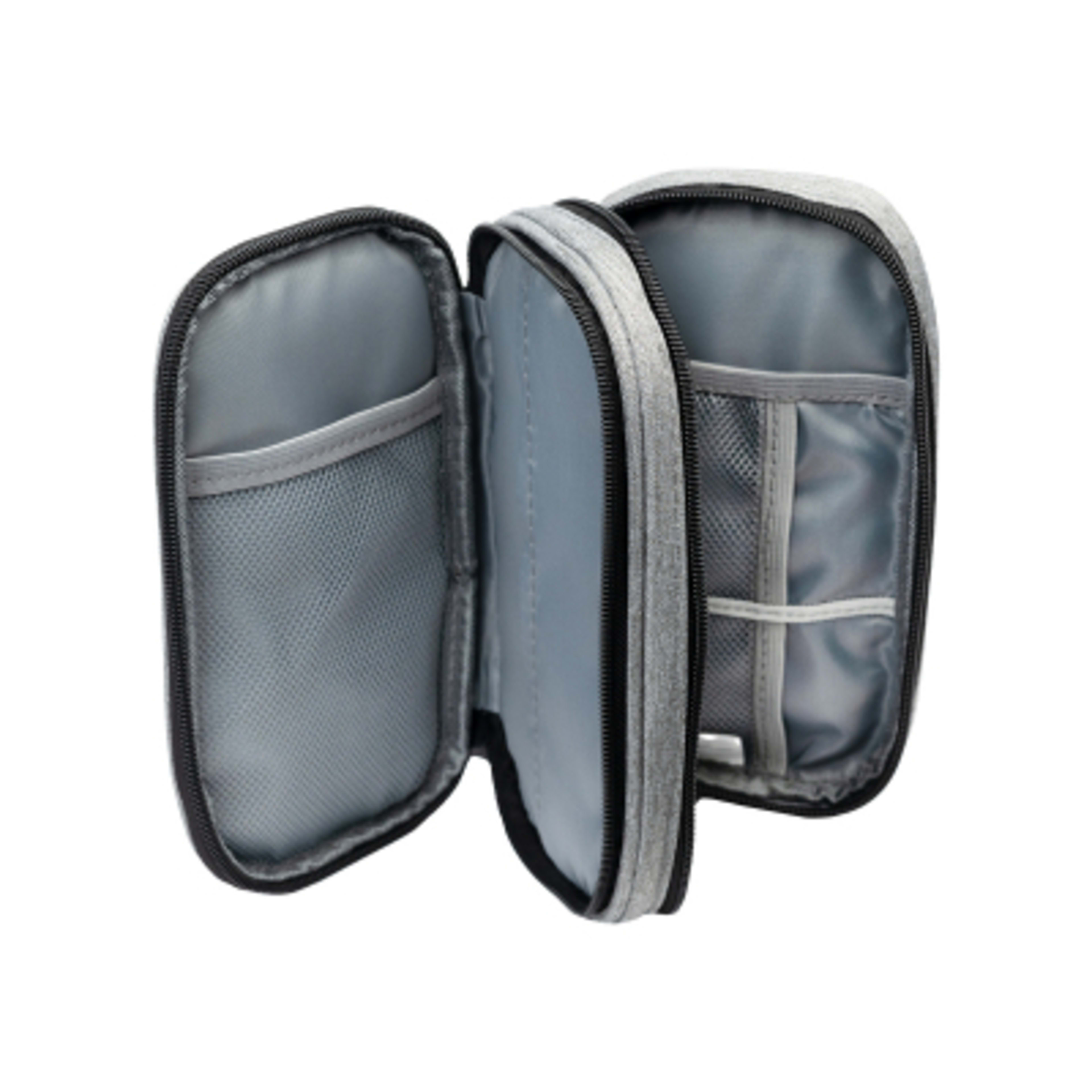 Tech Travel Organizer Recycled Polyester - 7.75 x 4 x 2 in - HEA/Gray - Open 1 - product view 9