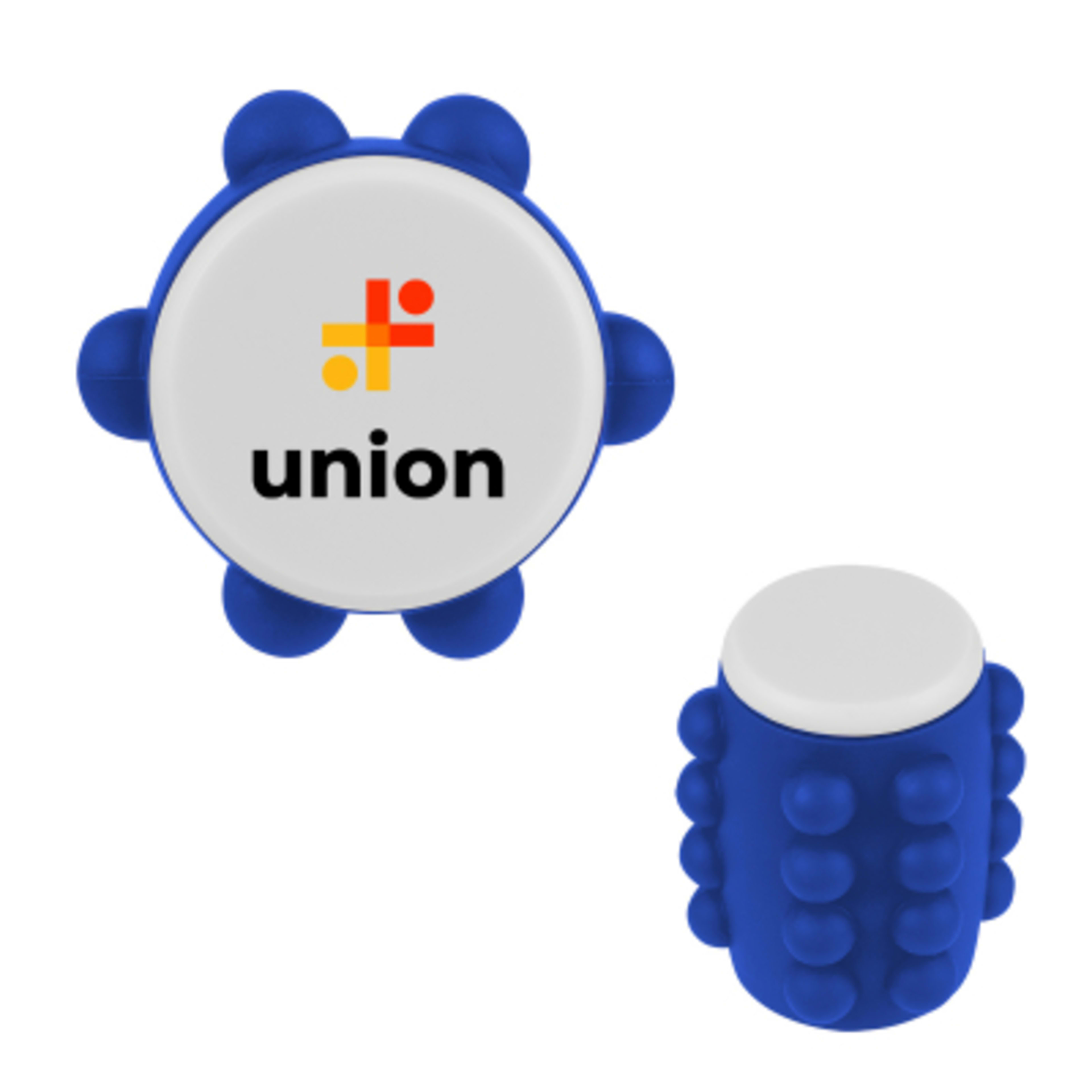 Push Pop Spinning Fidget Toy Recycled ABS - 2 in Diameter - White/Blue - Digibrite - product view 2