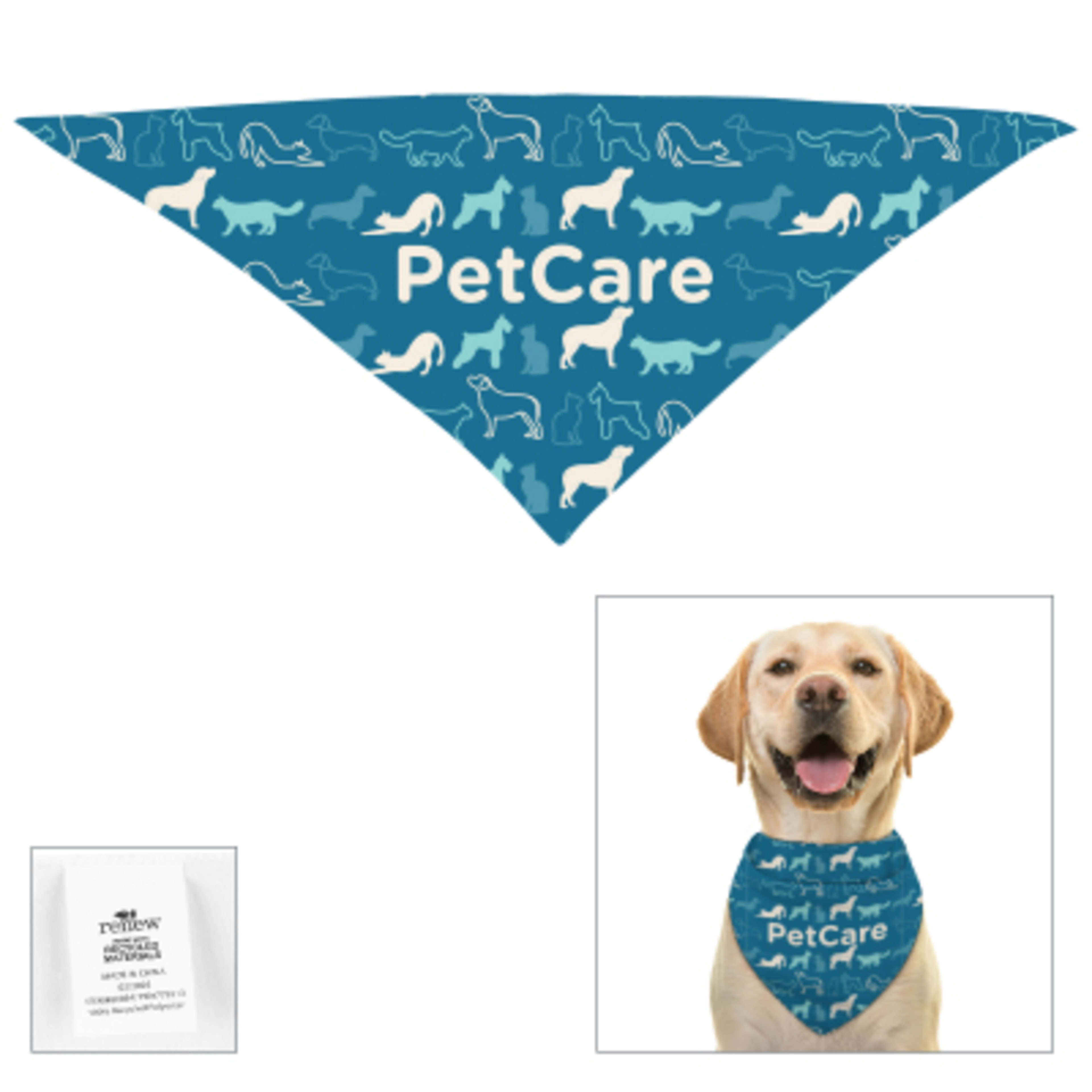 Pet Bandana Triangle Full Color Recycled Polyester Large - 26.5 x 13 in - Group Shot - product view 1