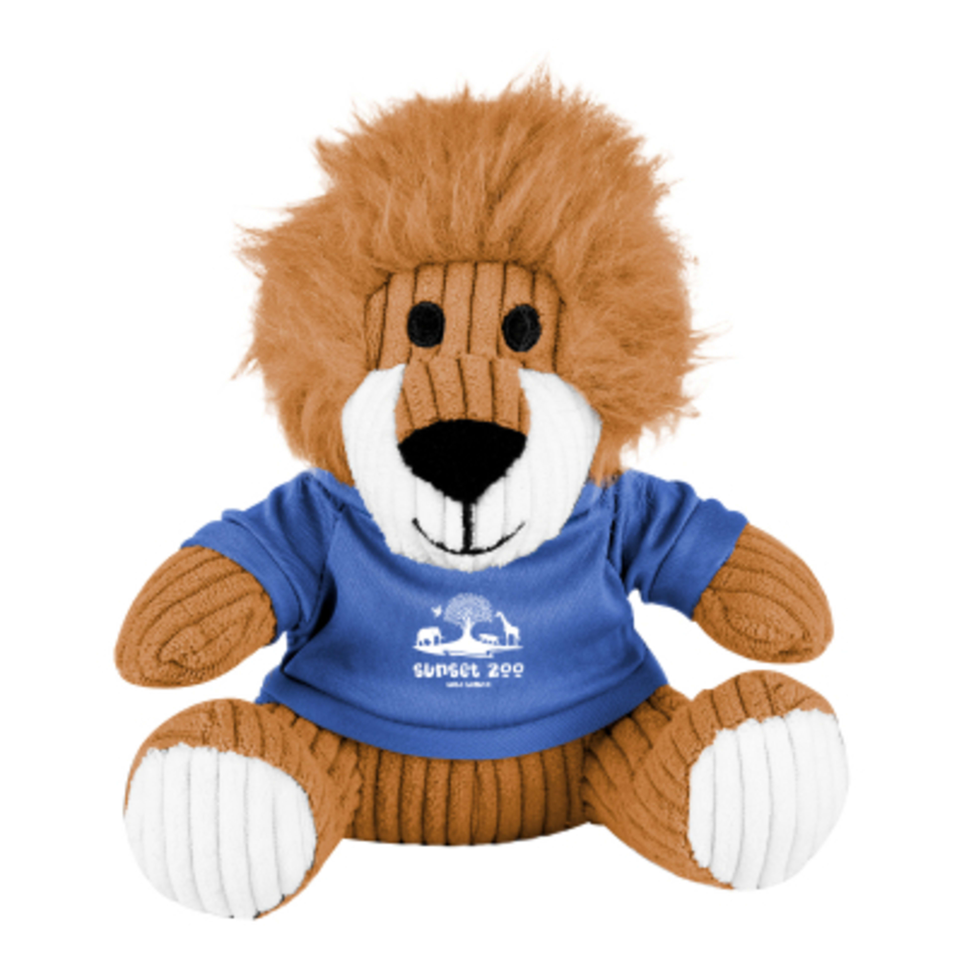 Corduroy Lion Plush Toy with Custom Apparel - 6 in - Brown/White - Shirt Silkscreen - product view 6