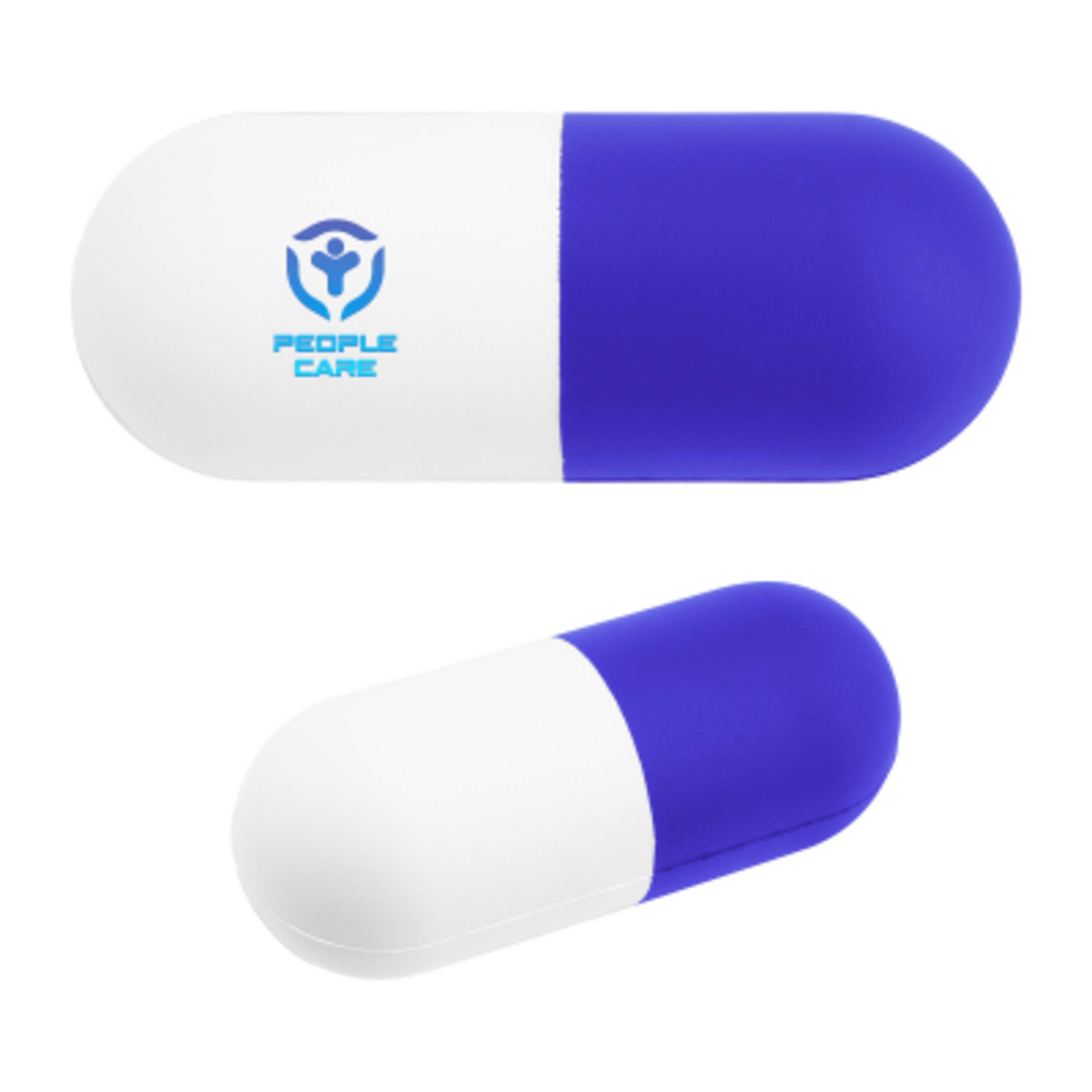 Custom Capsule Stress Ball Foam Reliever - 4 in - White/Blue - Digibrite - product view 3