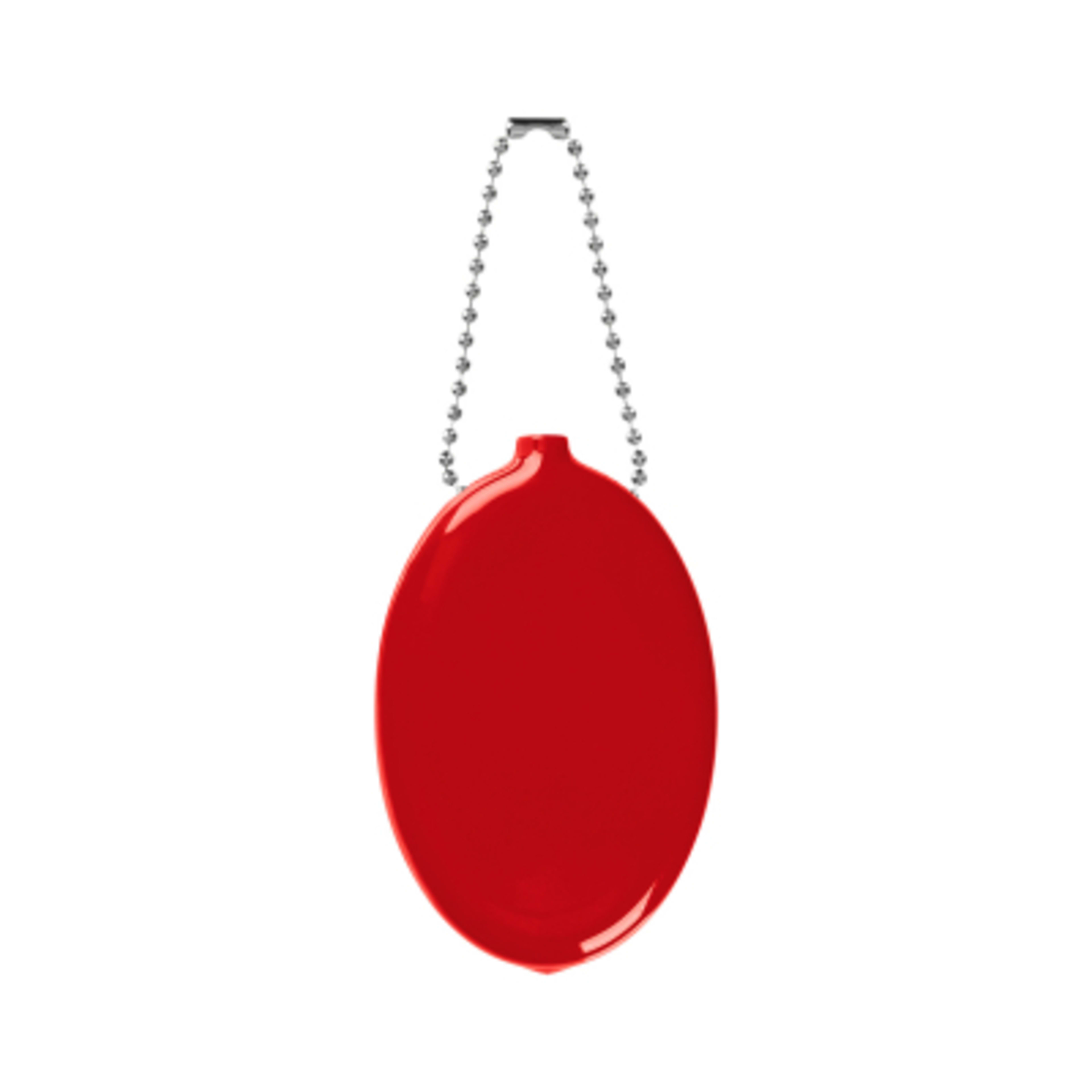 PVC Squeeze Coin Pouch Keychain with Ball Chain - Red - Back - product view 3