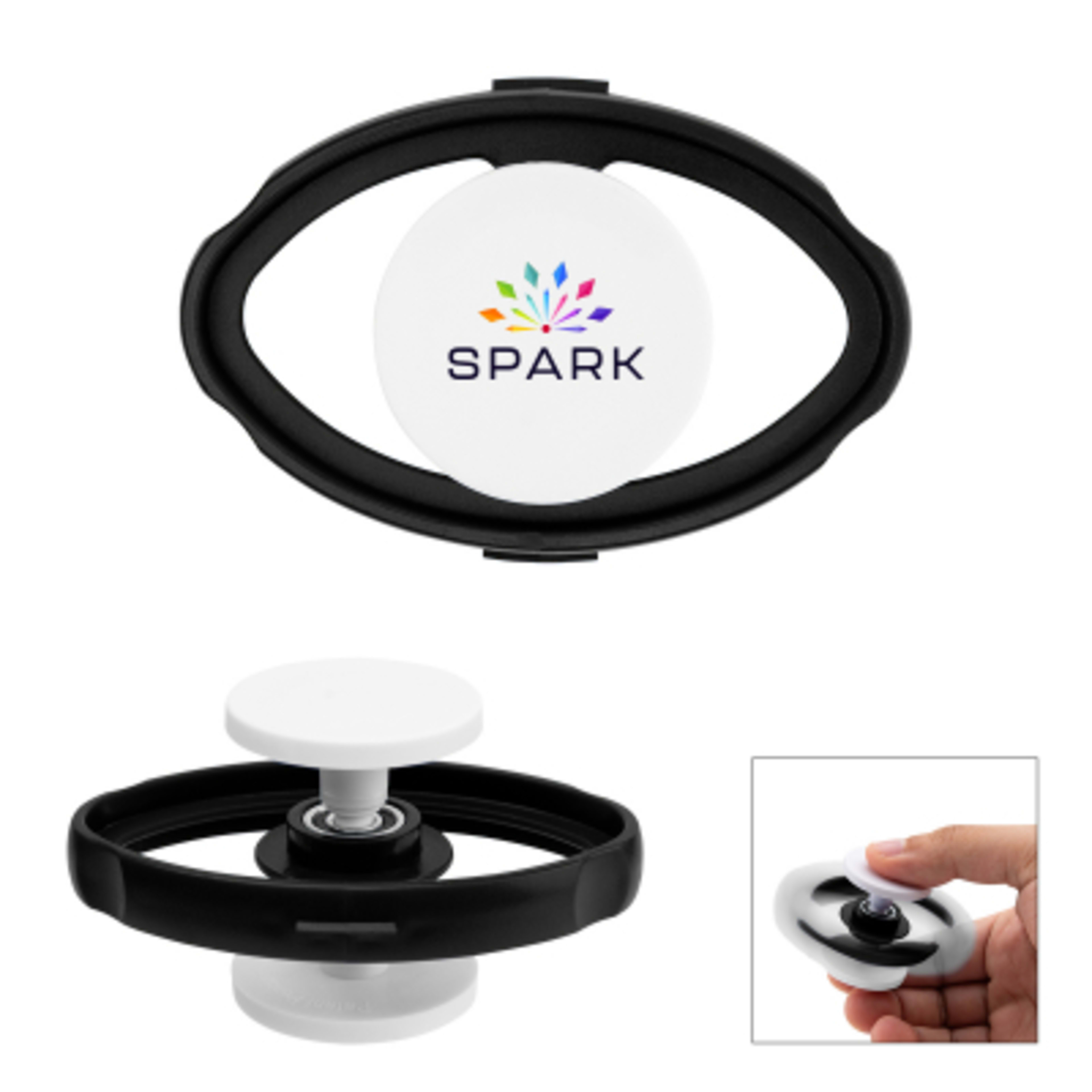 Fidget Spinner Double Axis ABS Plastic - 2¾ x 1¾ x 1½ in - Black - Digibrite - product view 2