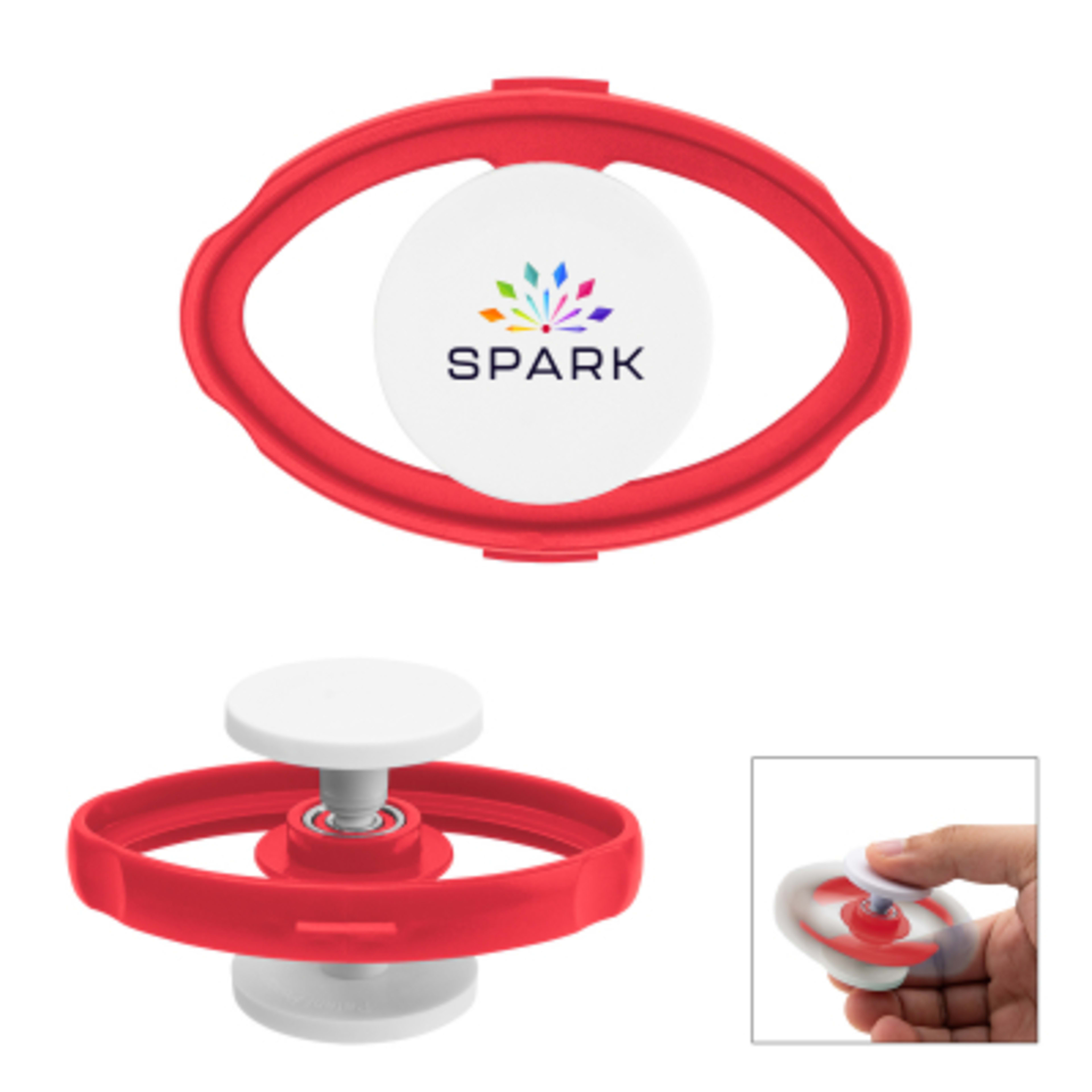 Fidget Spinner Double Axis ABS Plastic - 2¾ x 1¾ x 1½ in - Red - Digibrite - product view 3