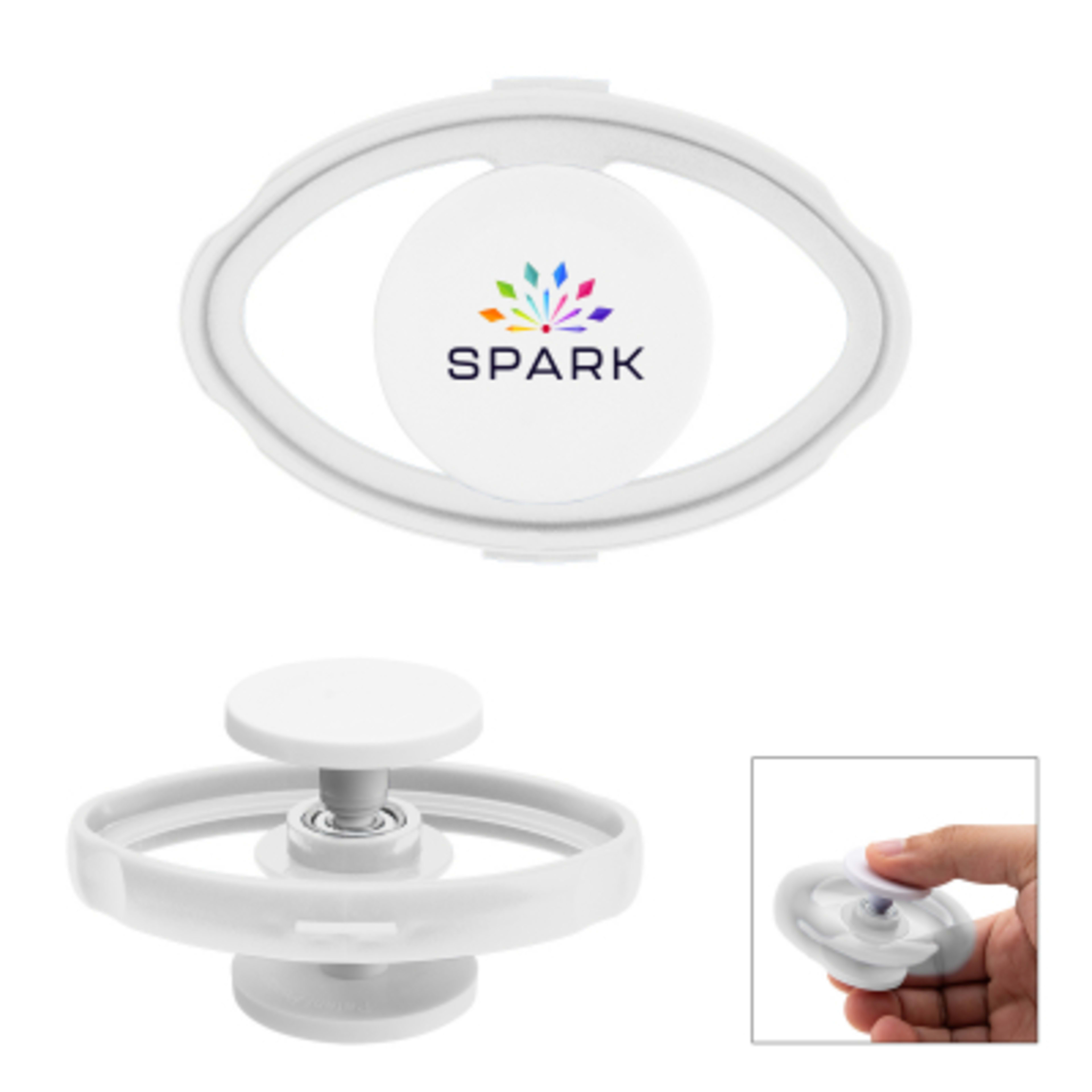 Fidget Spinner Double Axis ABS Plastic - 2¾ x 1¾ x 1½ in - White - Digibrite - product view 5