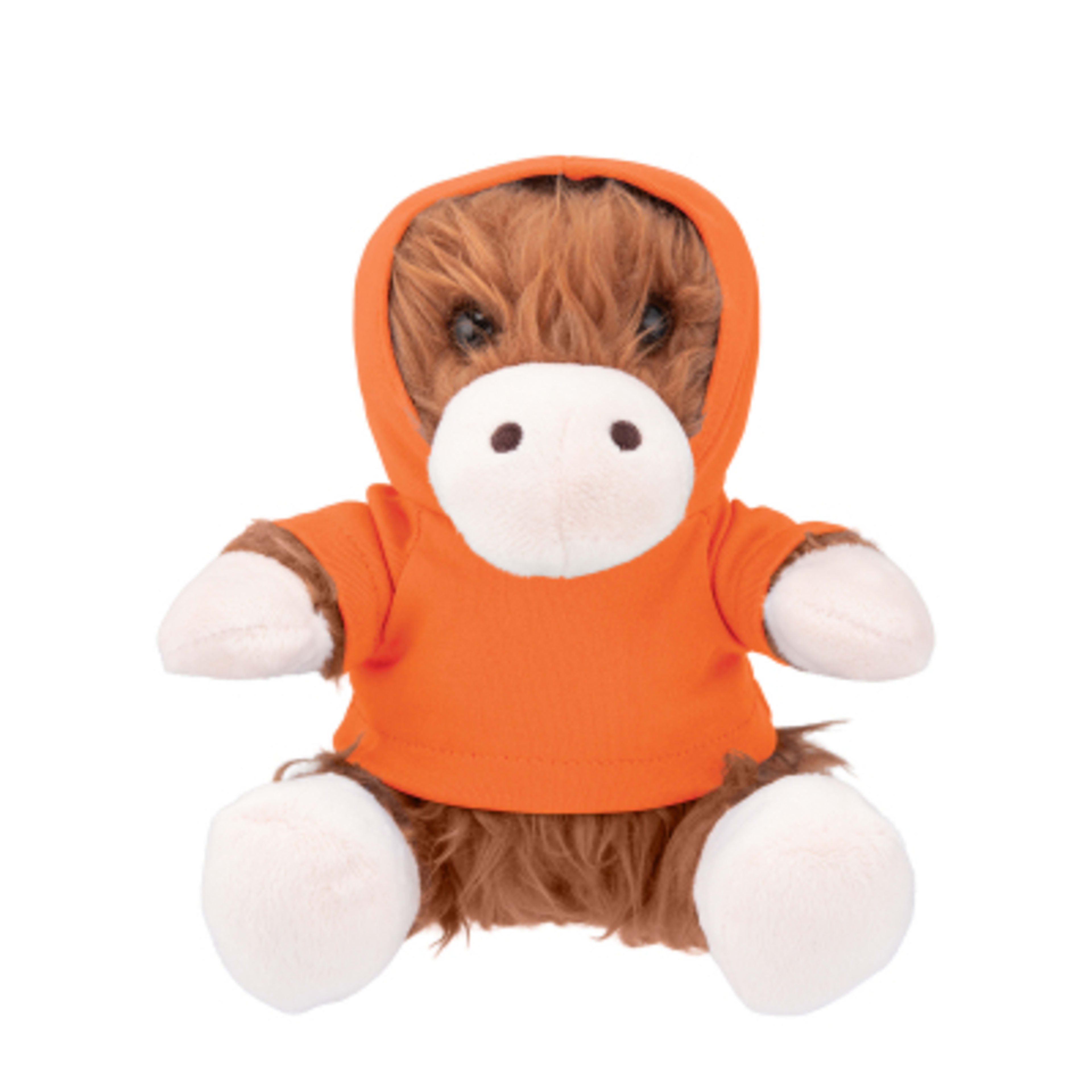 Plush Highland Cow with Custom Apparel - 6 in Sitting - Brown/Cream - HOODIE - product view 2