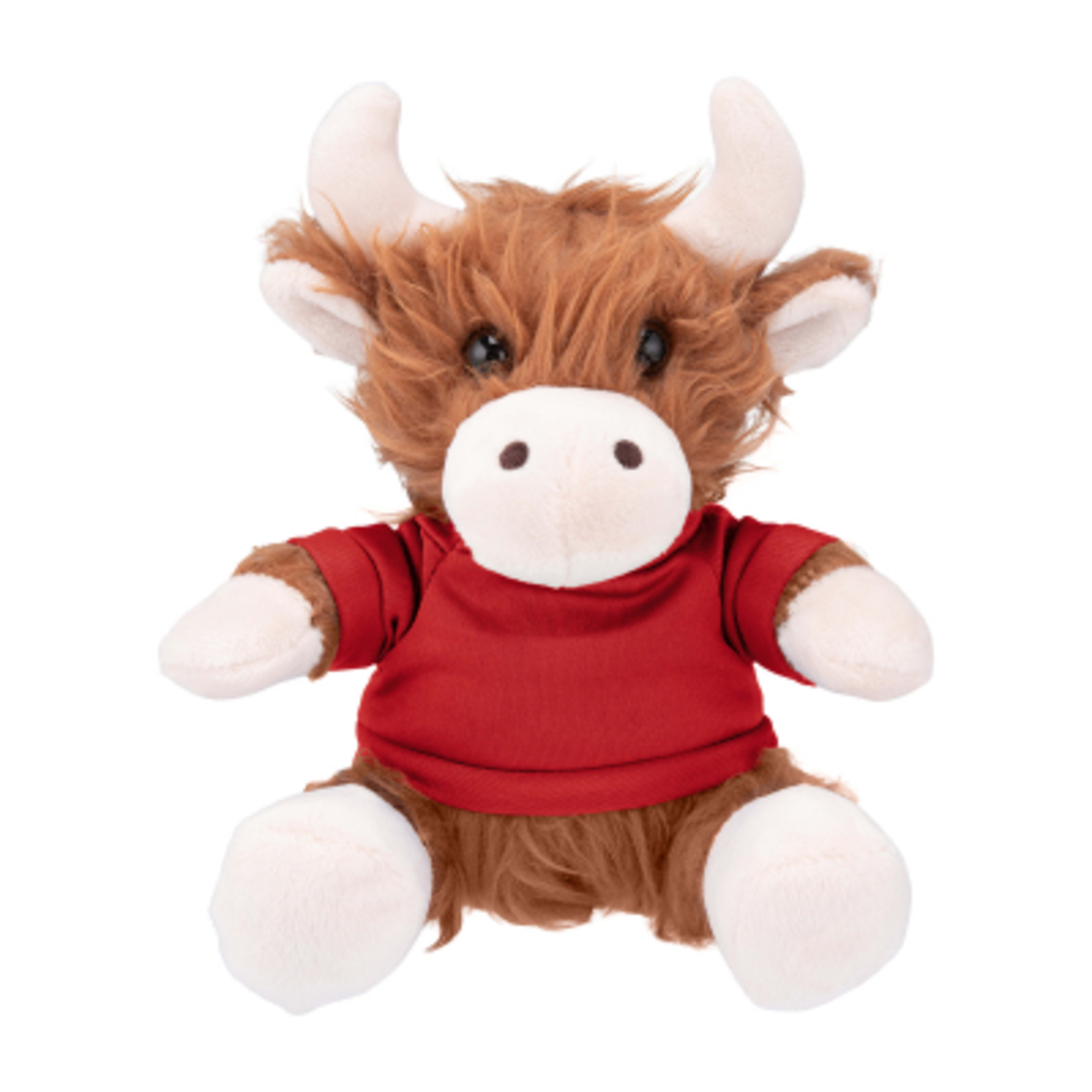 Plush Highland Cow with Custom Apparel - 6 in Sitting - Brown/Cream - SHIRT - product view 4