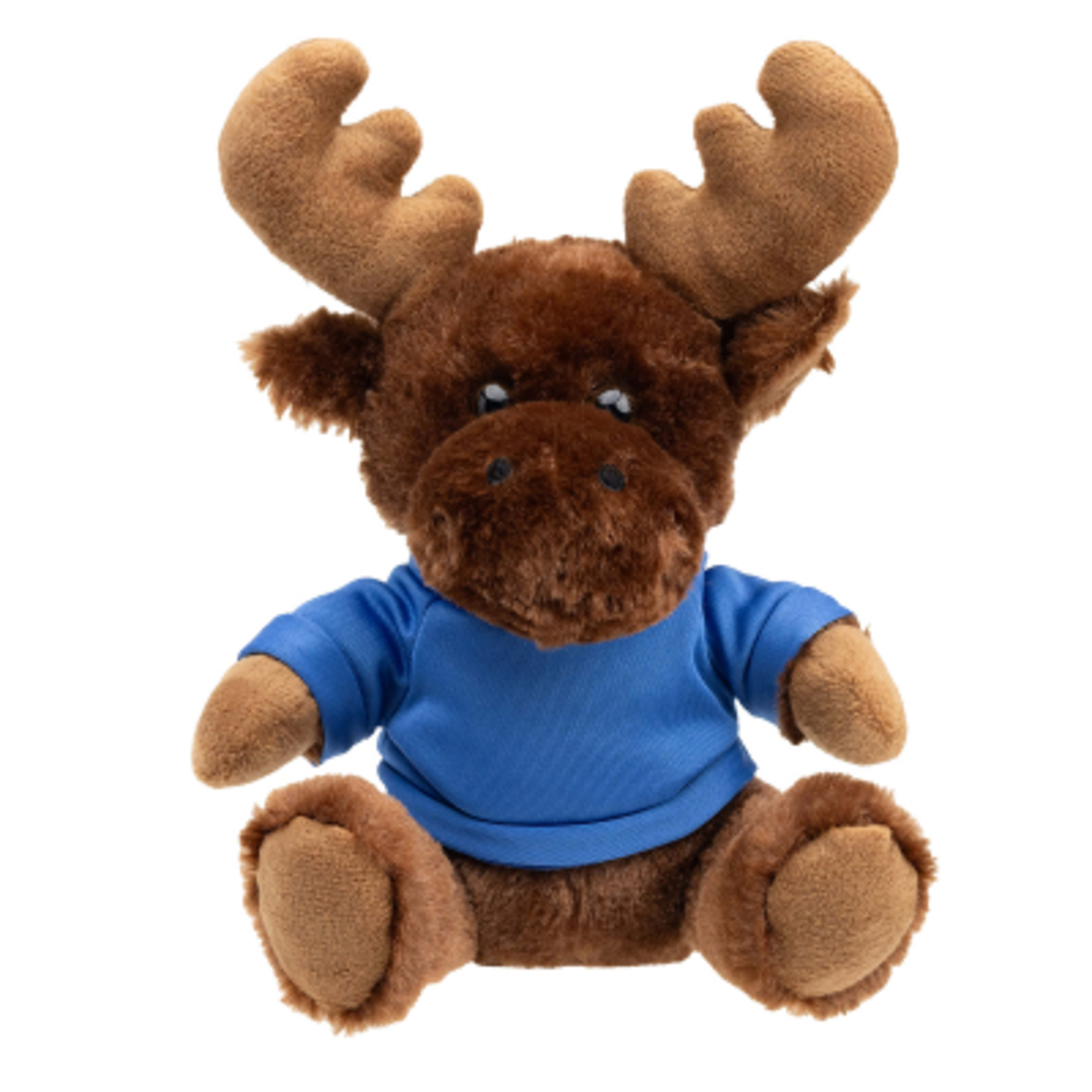 Plush Moose with Custom Apparel - 6 in Sitting - Brown - SHIRT - product view 2