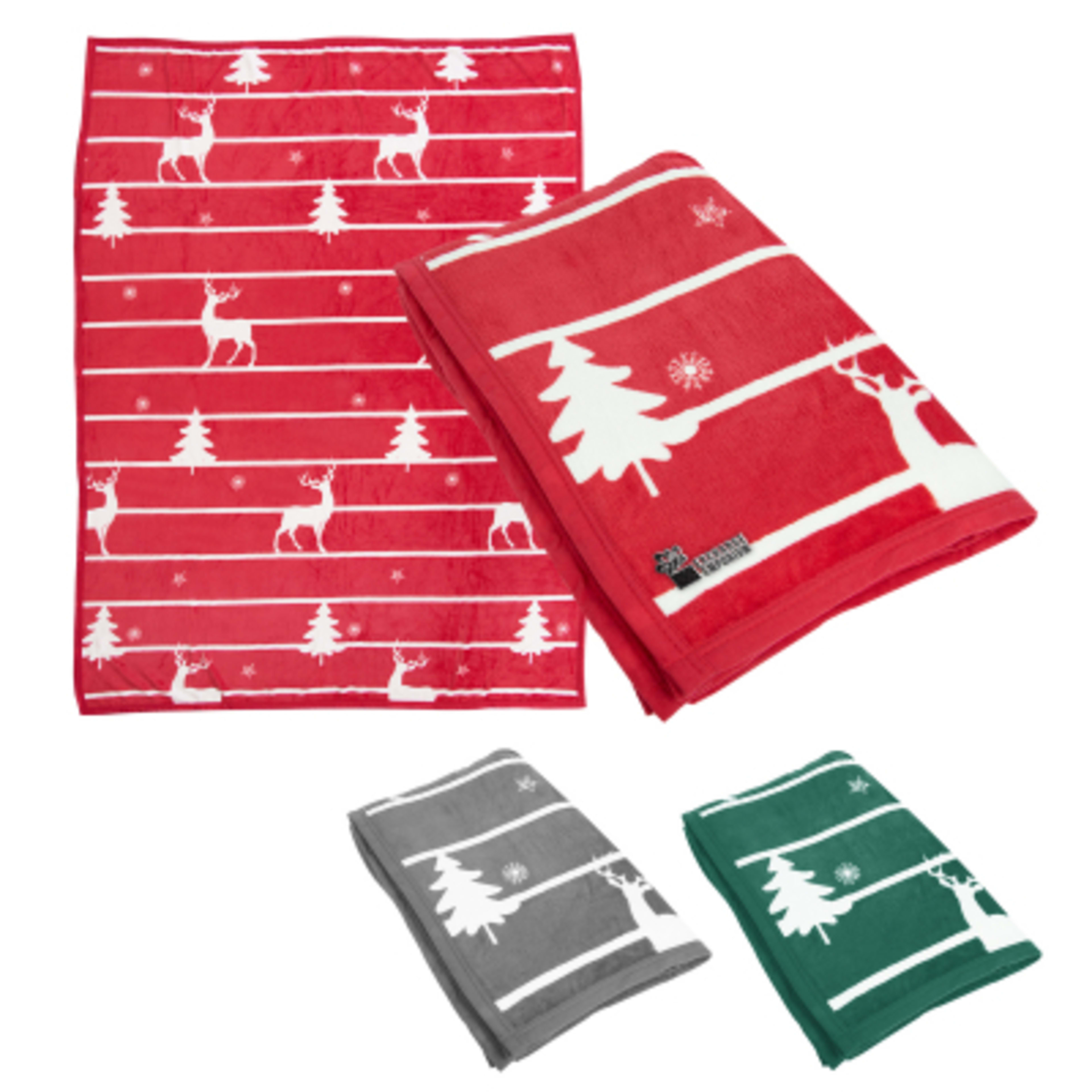 Holiday Throw Blanket Winter Design Flannel - 60 x 80 in - Group Shot - product view 3