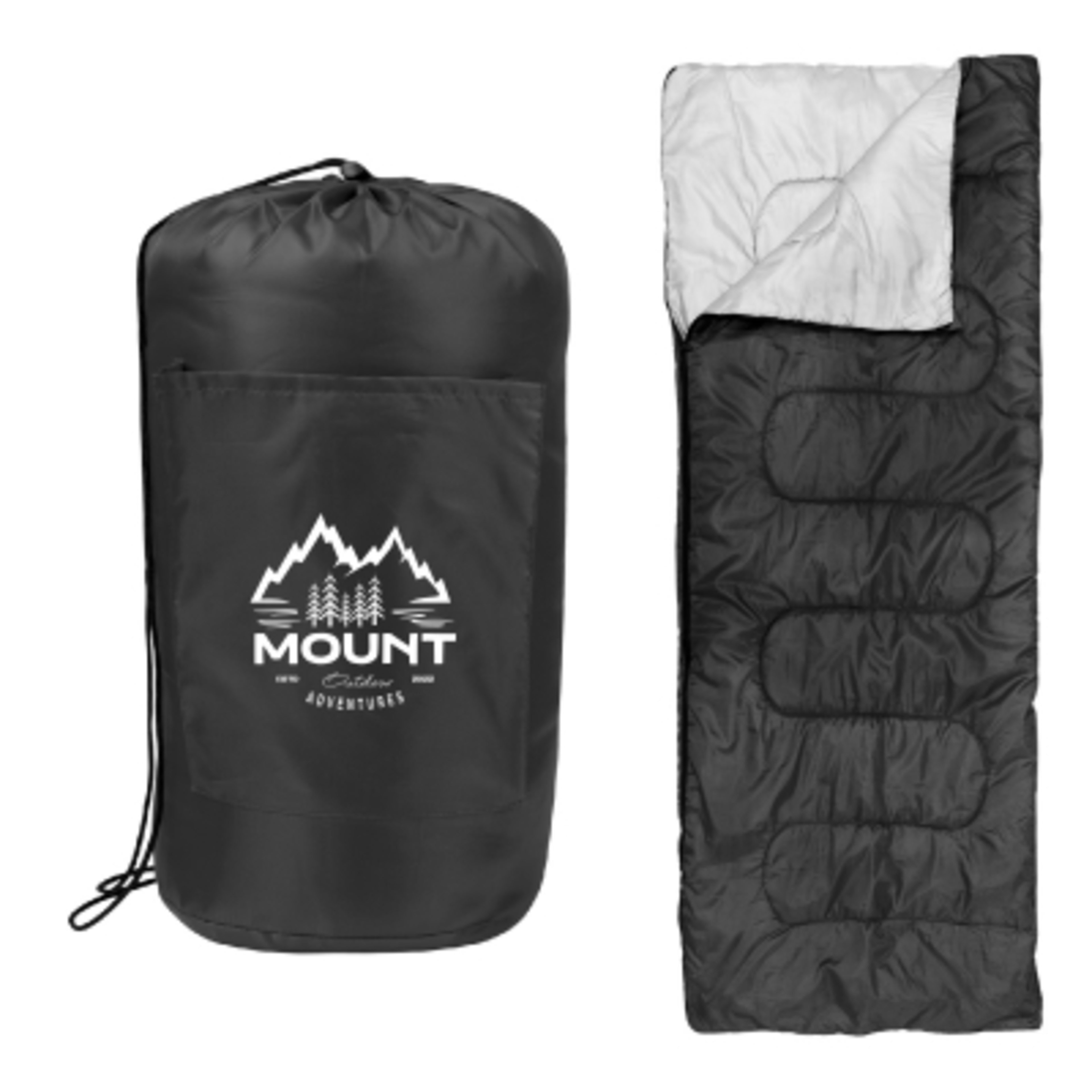 Sleeping Bag with Storage Bag Polyester - 29 x 73 in - Black - Silkscreen - product view 1