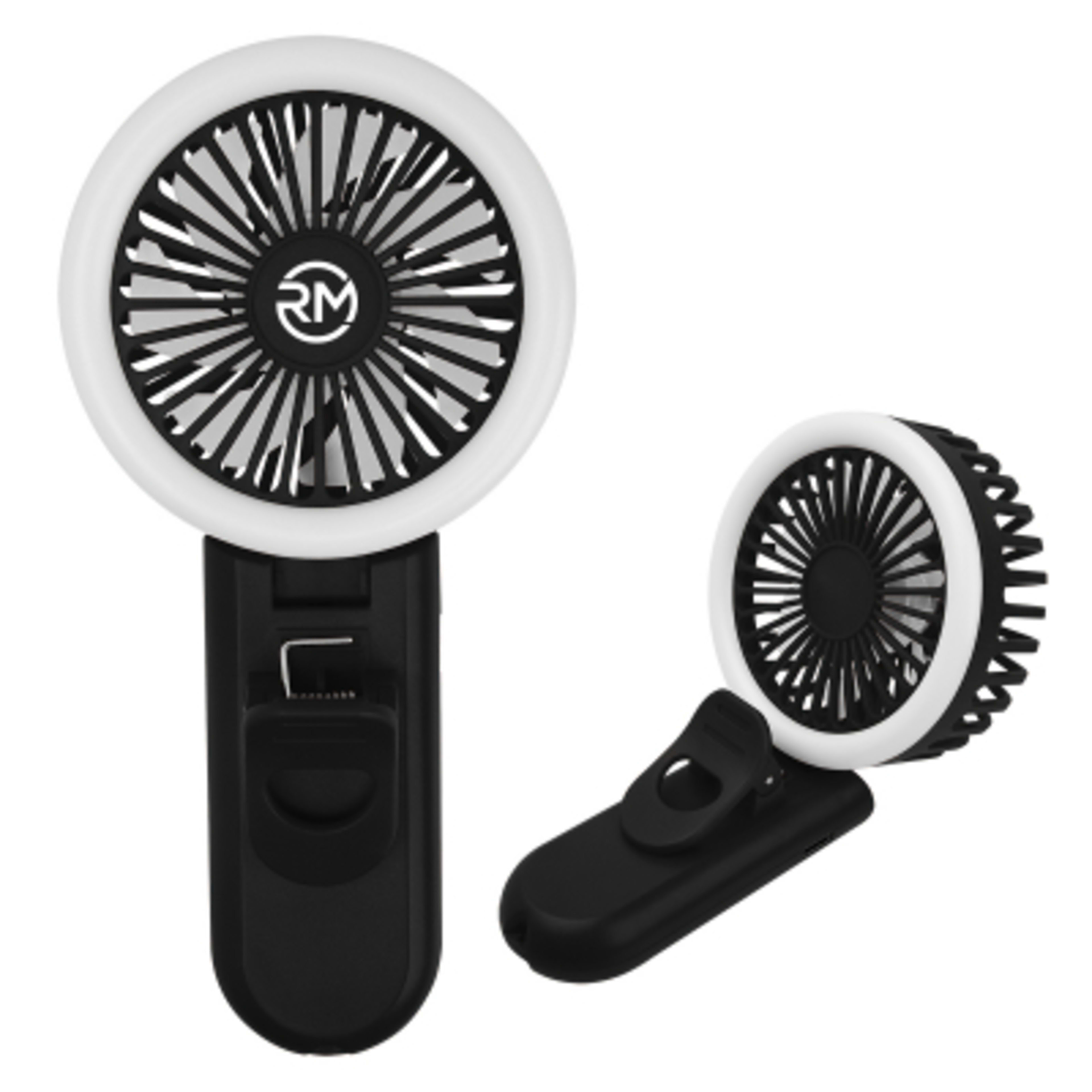 Phone Ring Light Fan with LED and Adjustable Tilt - 3 x 6.25 in - Black - Padprint - product view 2
