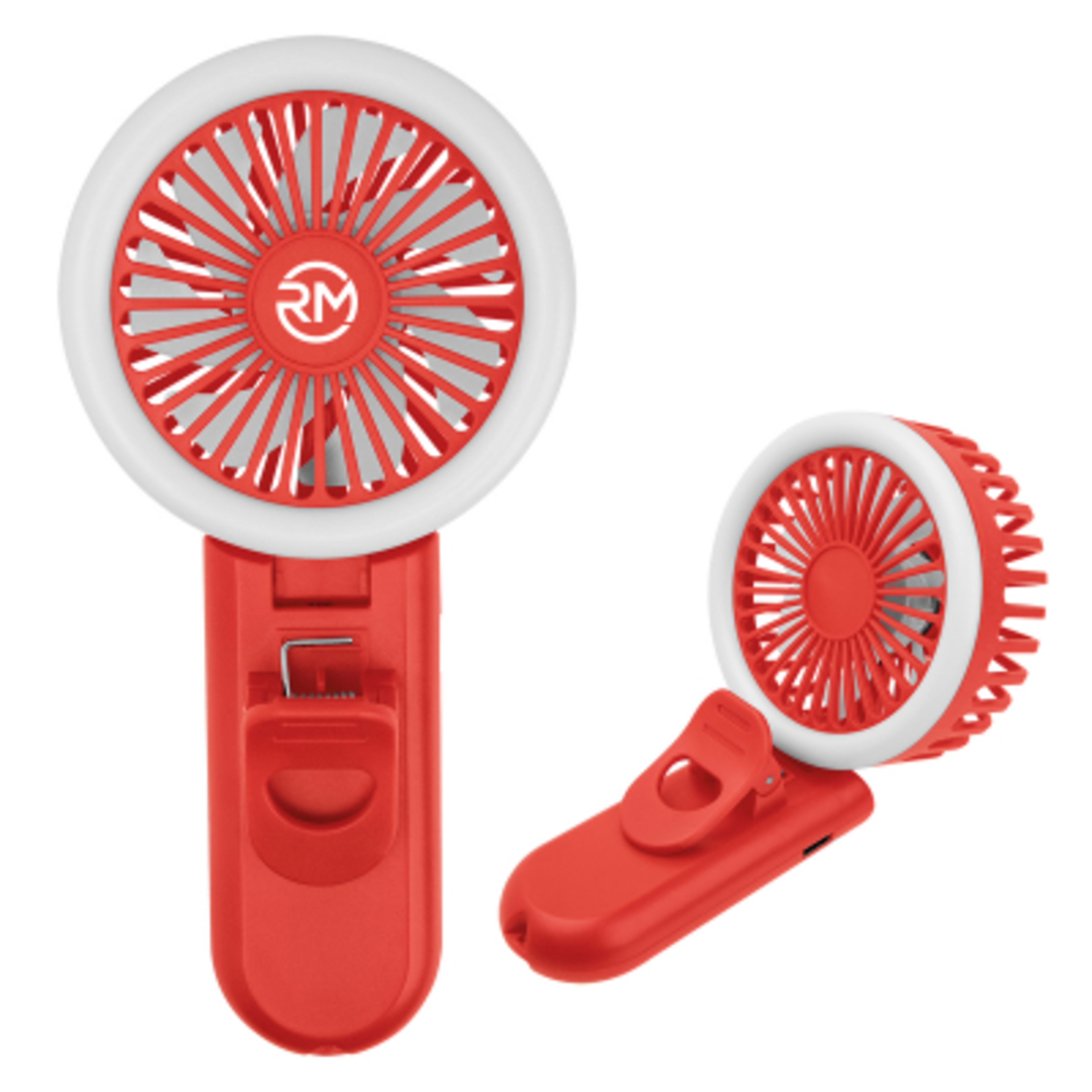 Phone Ring Light Fan with LED and Adjustable Tilt - 3 x 6.25 in - Red - Padprint - product view 3