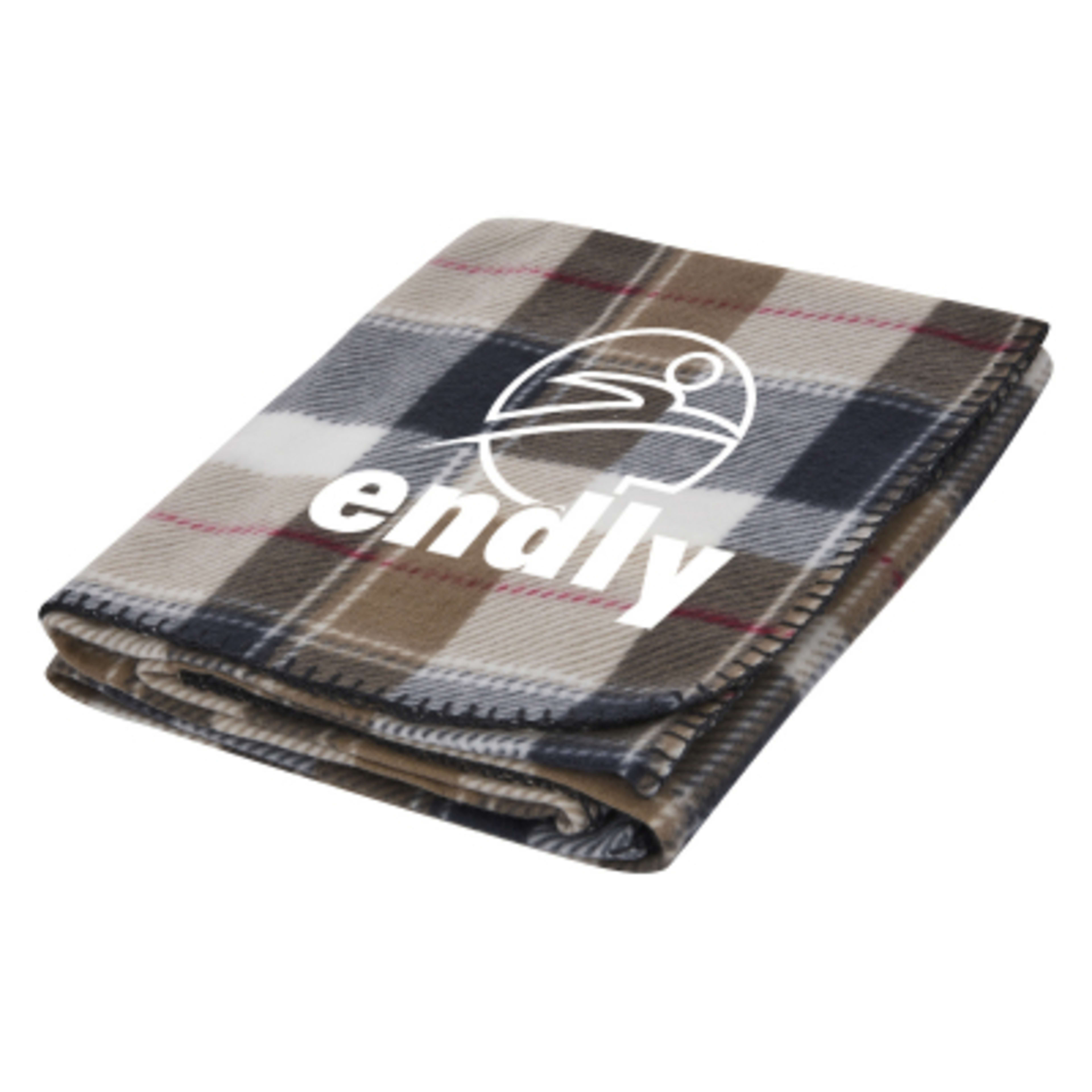 Fleece Blanket with Whipstitch Edge - 50 x 60 in - KHK/Red - Silkscreen - product view 1