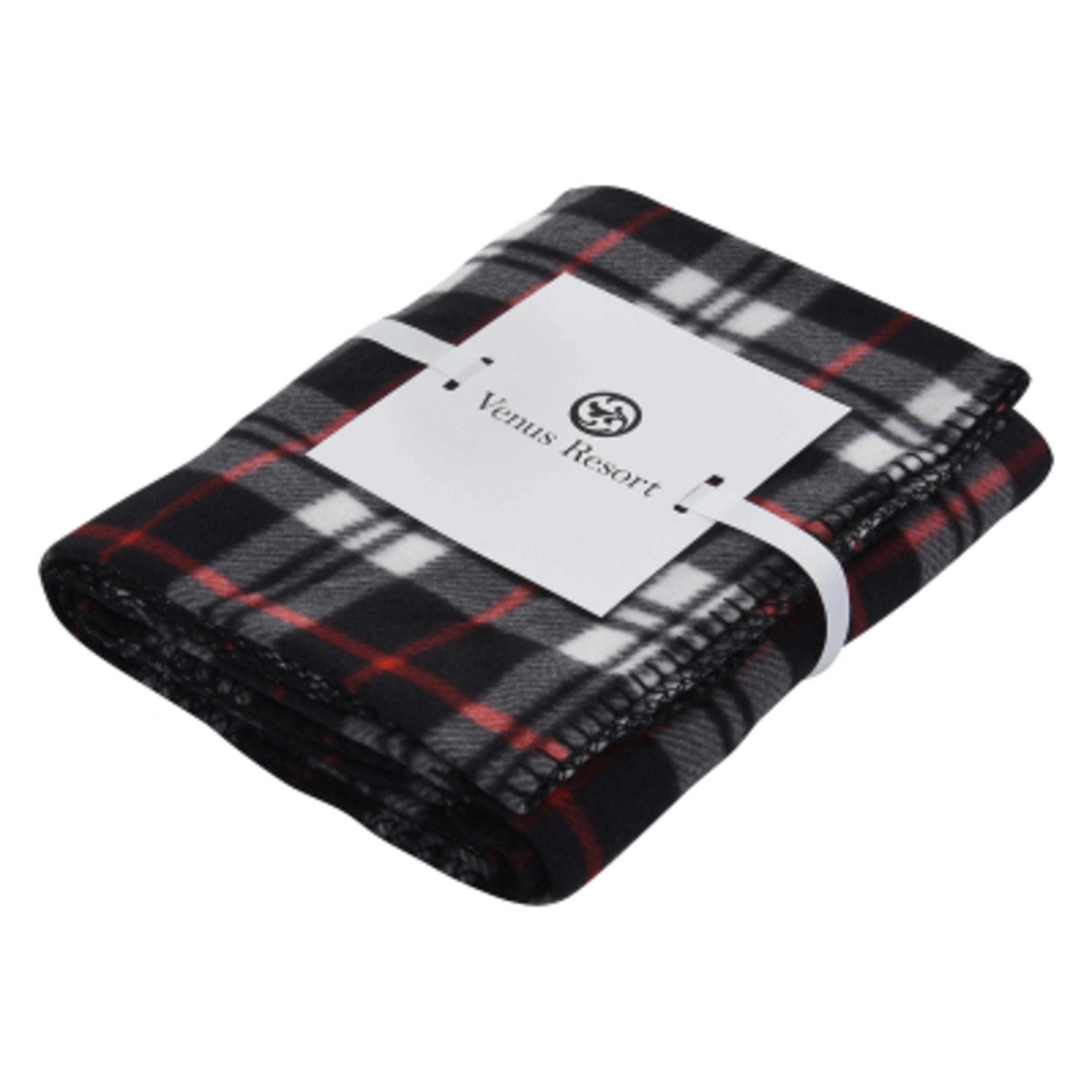 Fleece Blanket with Whipstitch Edge - 50 x 60 in - Black/Red - Card - product view 5