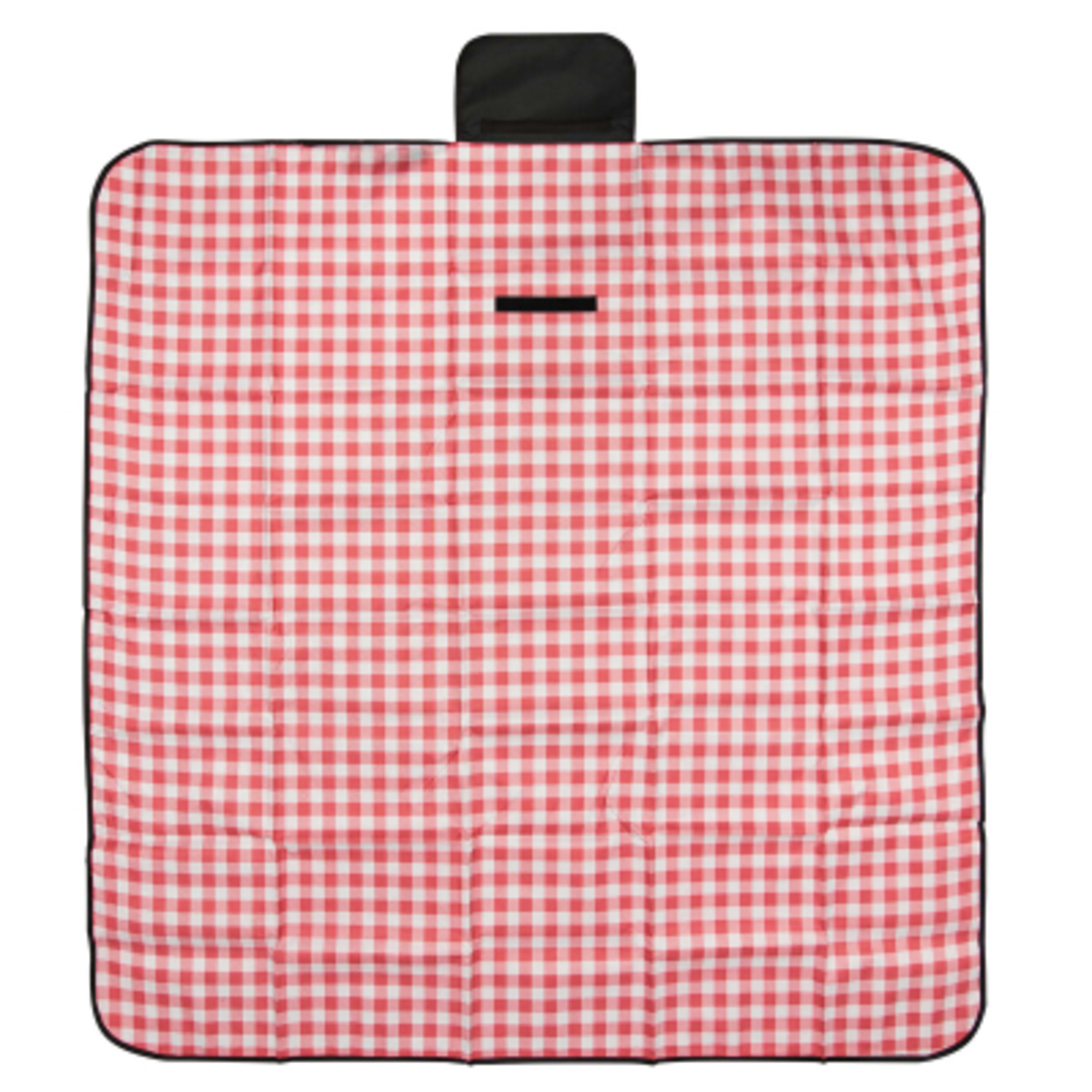 Roll-Up Picnic Blanket Gingham with Handle - 59 x 57 in - Red/White - Open - product view 2