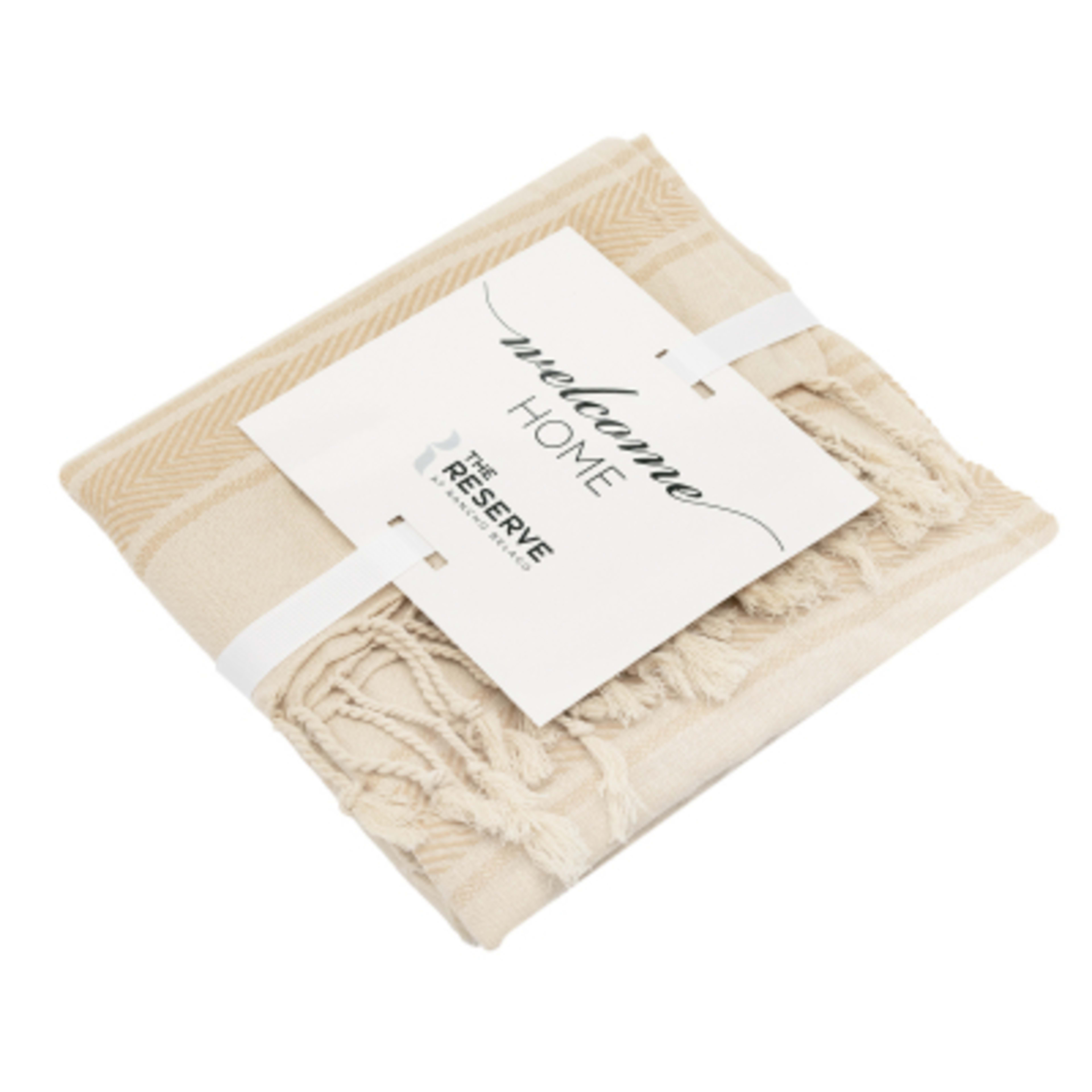 Woven Beach Towel Cotton with Tassels - 3 x 5.75 ft - Tan/NAT - Card - product view 3