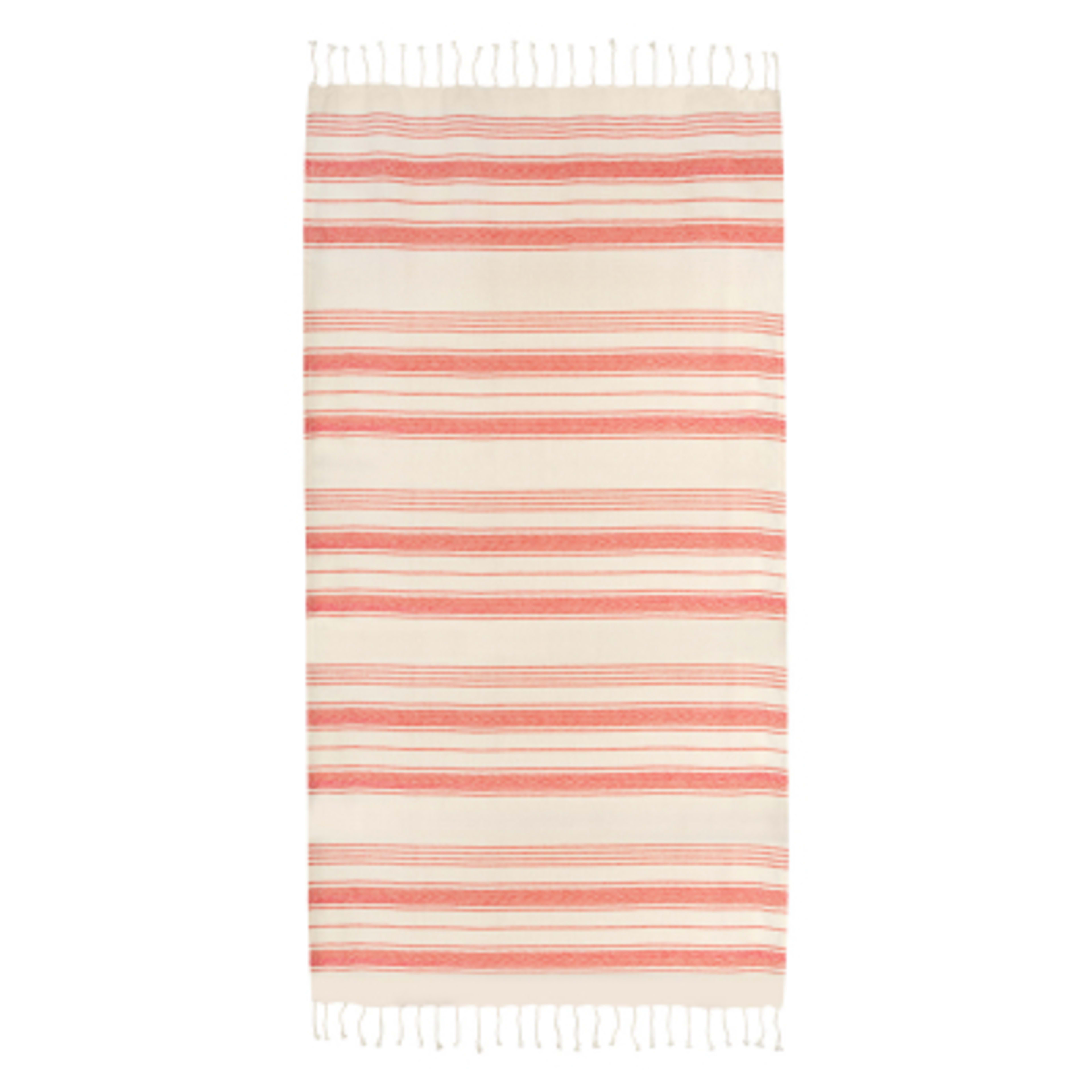 Woven Beach Towel Cotton with Tassels - 3 x 5.75 ft - Red/NAT - Open - product view 5