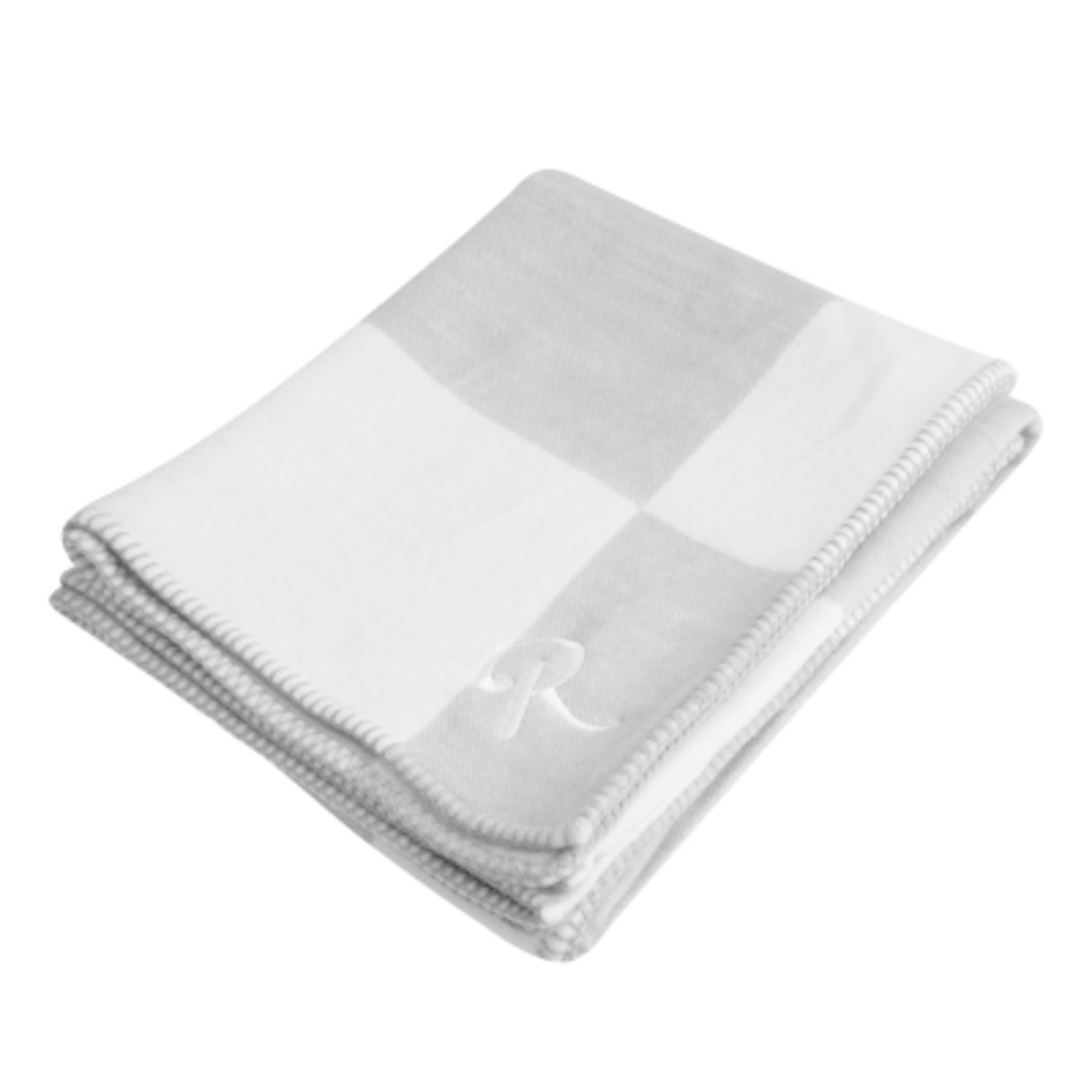 Throw Blanket Acrylic Whipstitch Reverse Pattern - 53 x 67 in - Gray/White - Embroidery - promotional product with custom logo