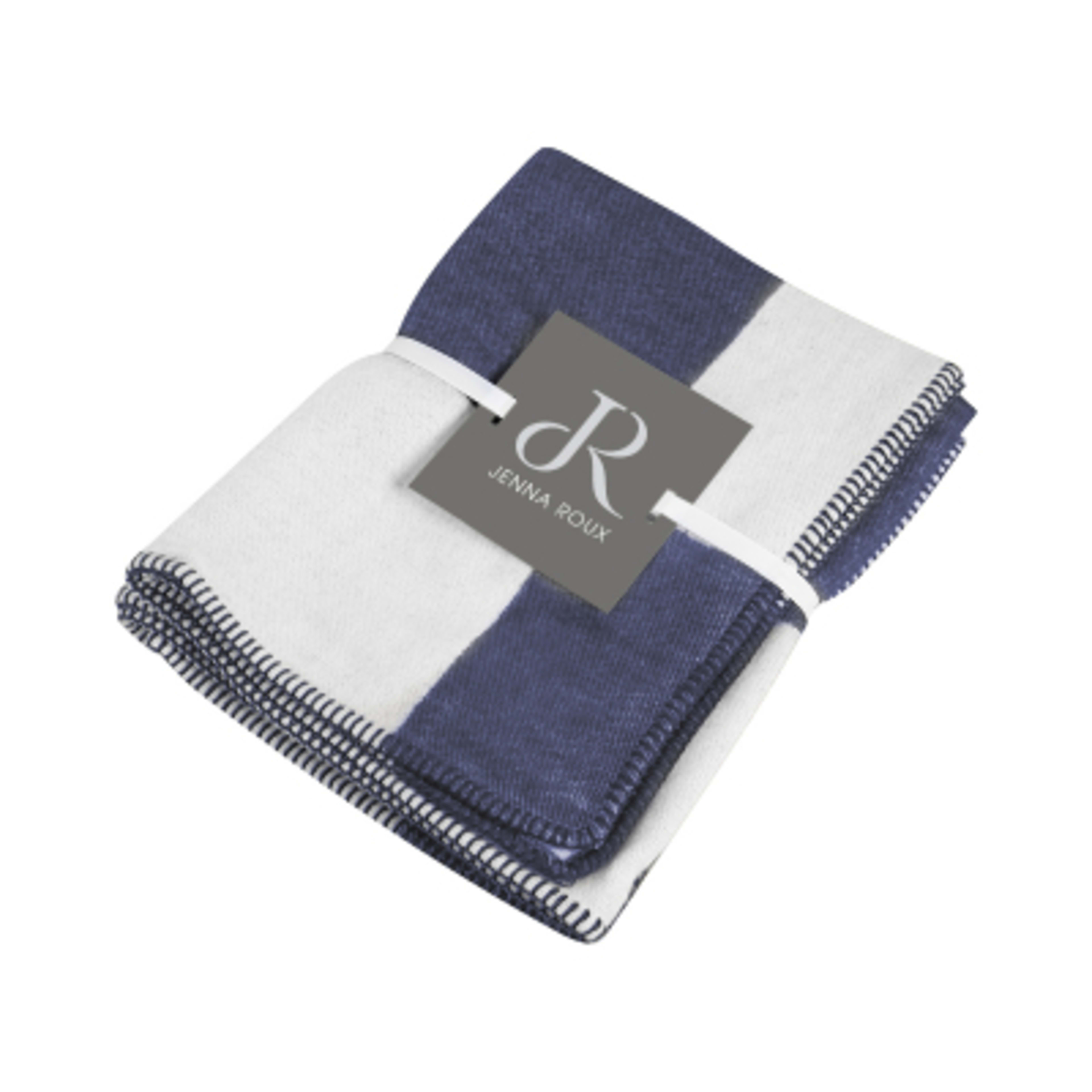 Throw Blanket Acrylic Whipstitch Reverse Pattern - 53 x 67 in - Navy/White - Card - product view 5