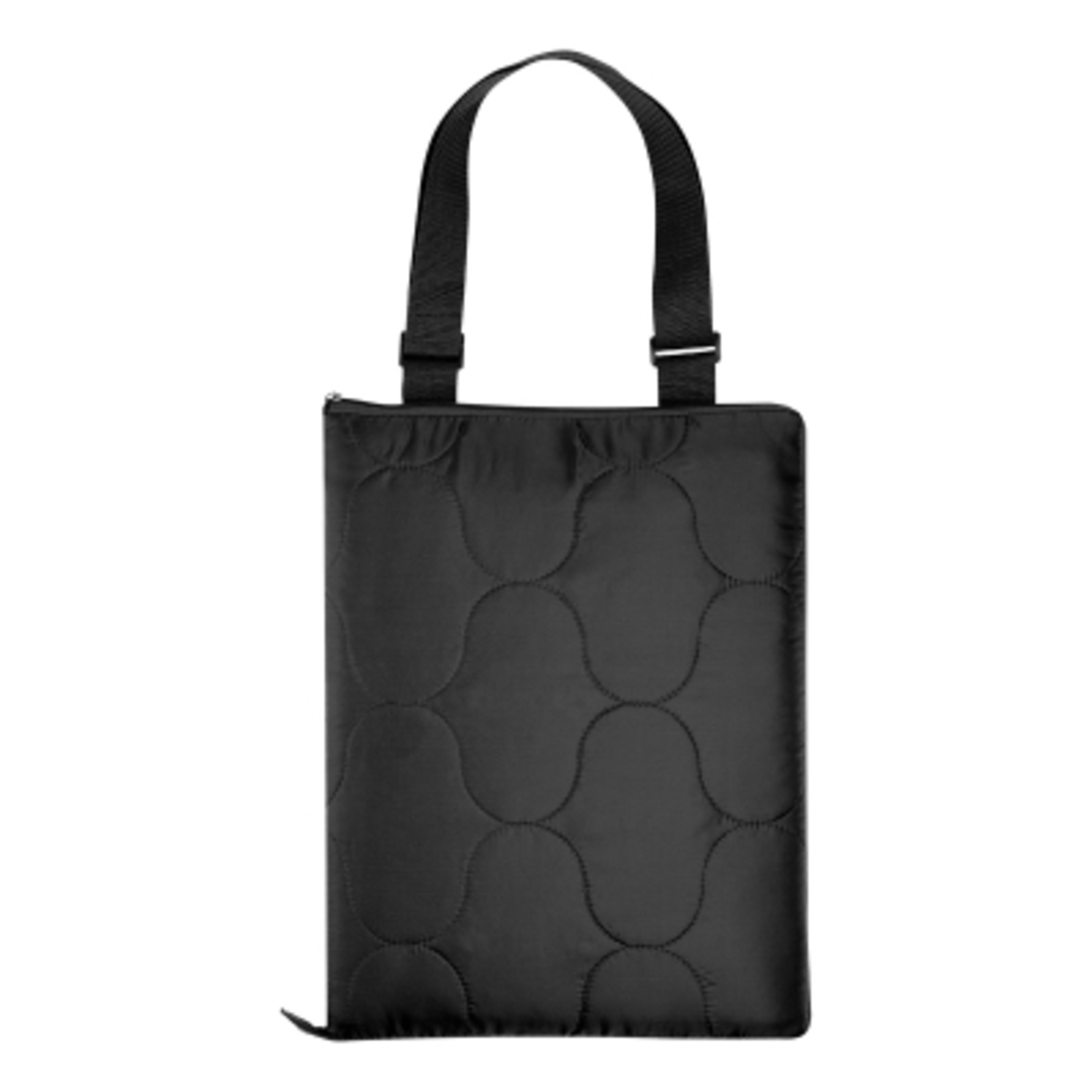 Foldaway Blanket rPET Quilted Taffeta Handle - 50 x 60 in - Black - Back - product view 4