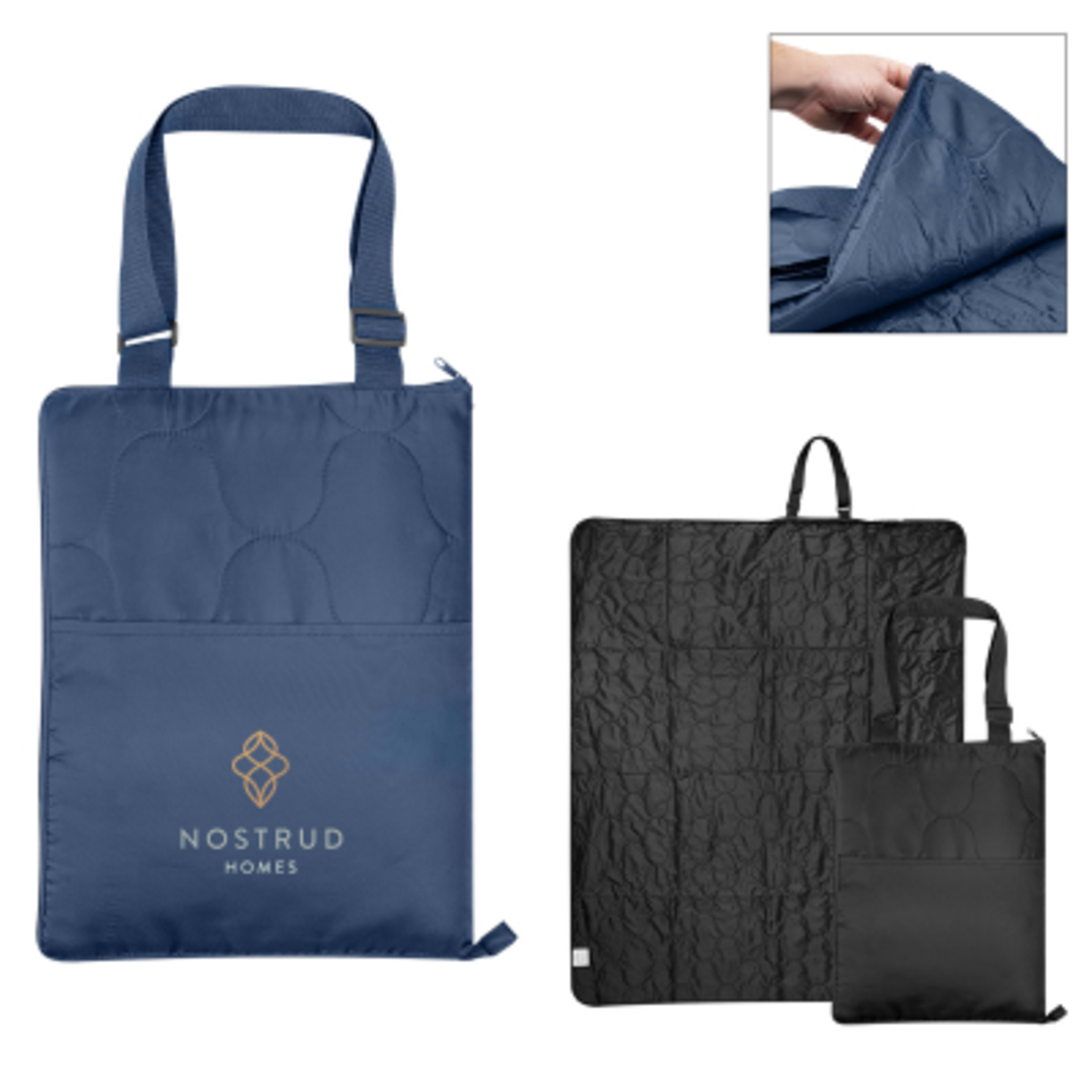 Foldaway Blanket rPET Quilted Taffeta Handle - 50 x 60 in - Group Shot - product view 6