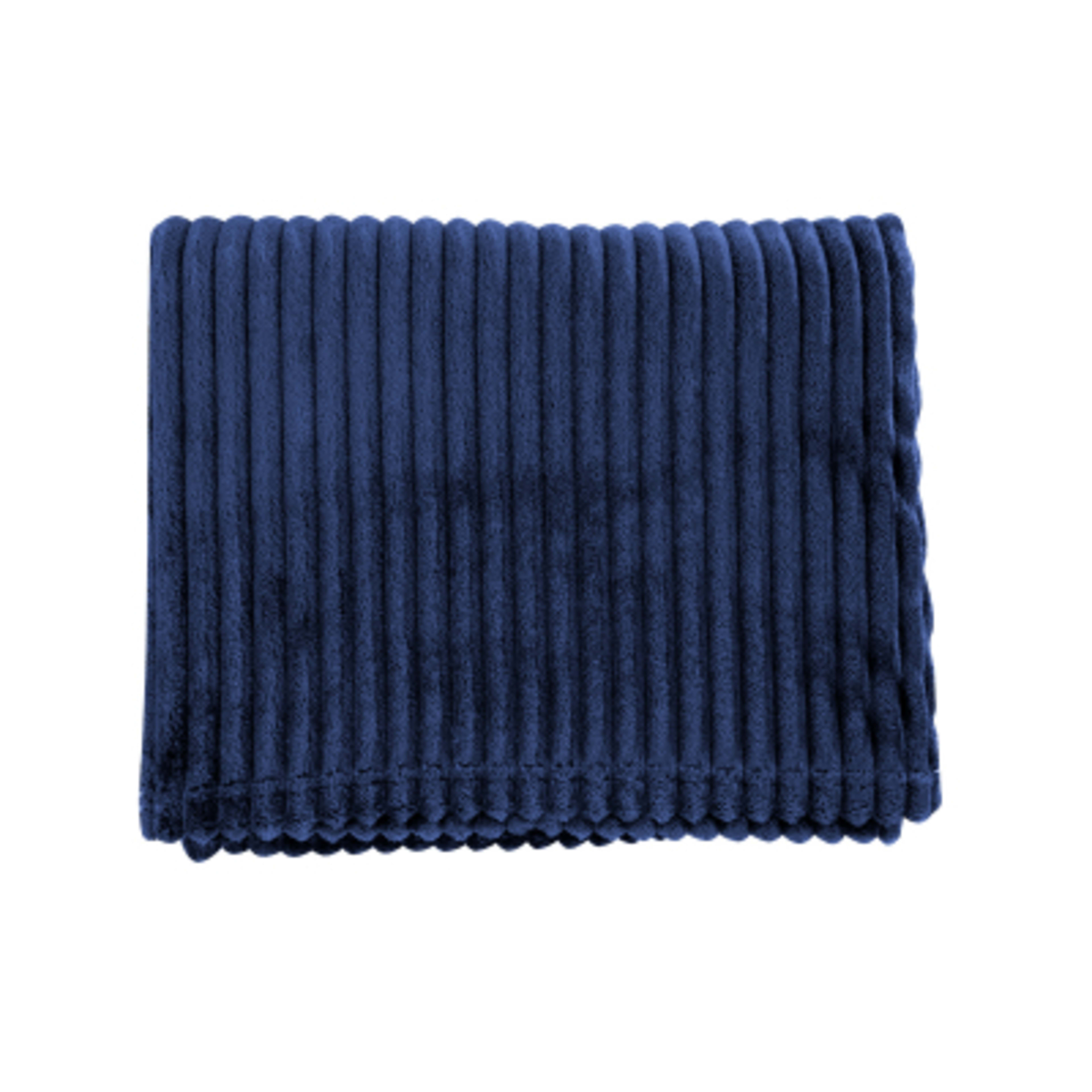 Flannel Blanket rPET Ribbed Lightweight Soft - 50 x 60 in - Navy - Front - product view 3