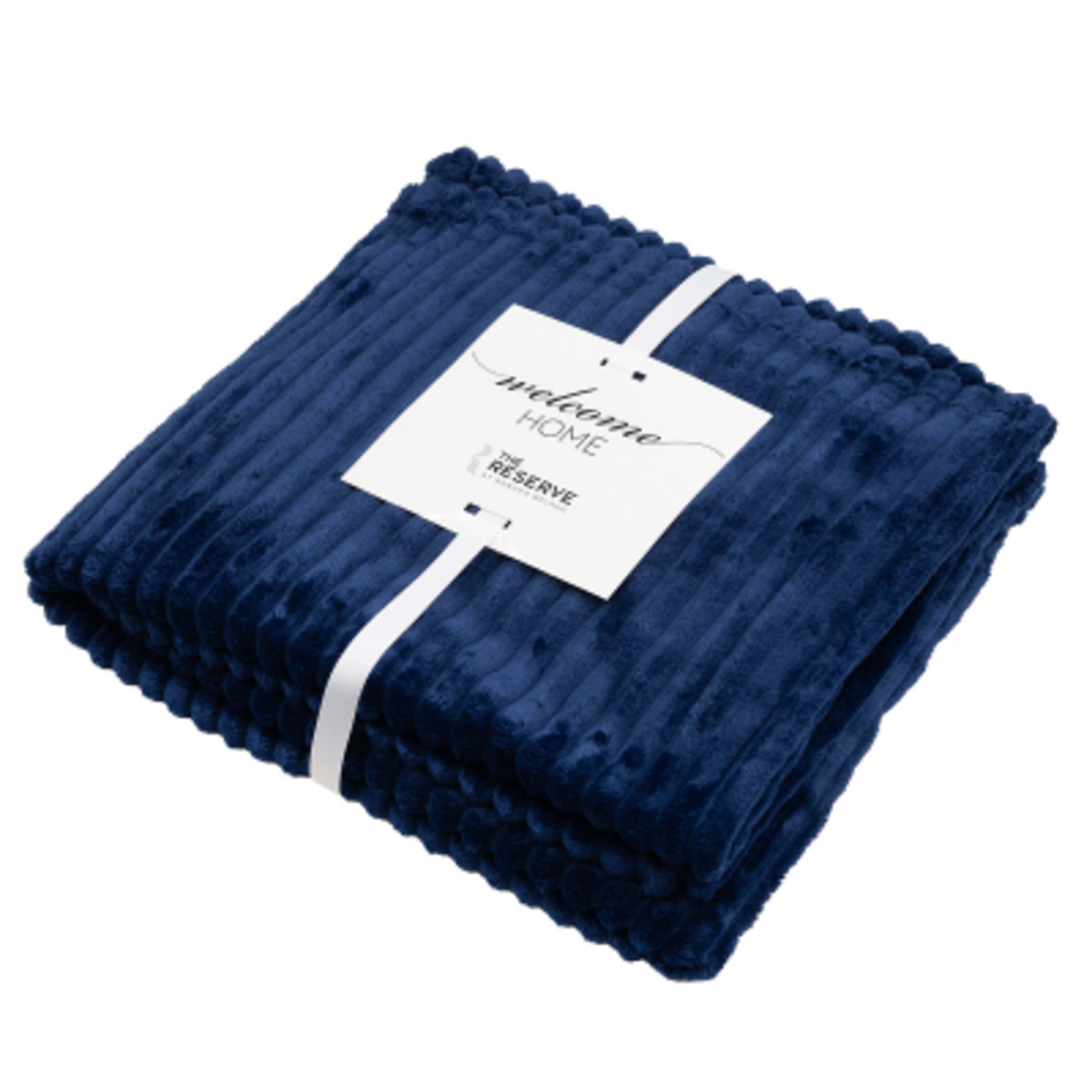 Flannel Blanket rPET Ribbed Lightweight Soft - 50 x 60 in - Navy - Card - product view 5