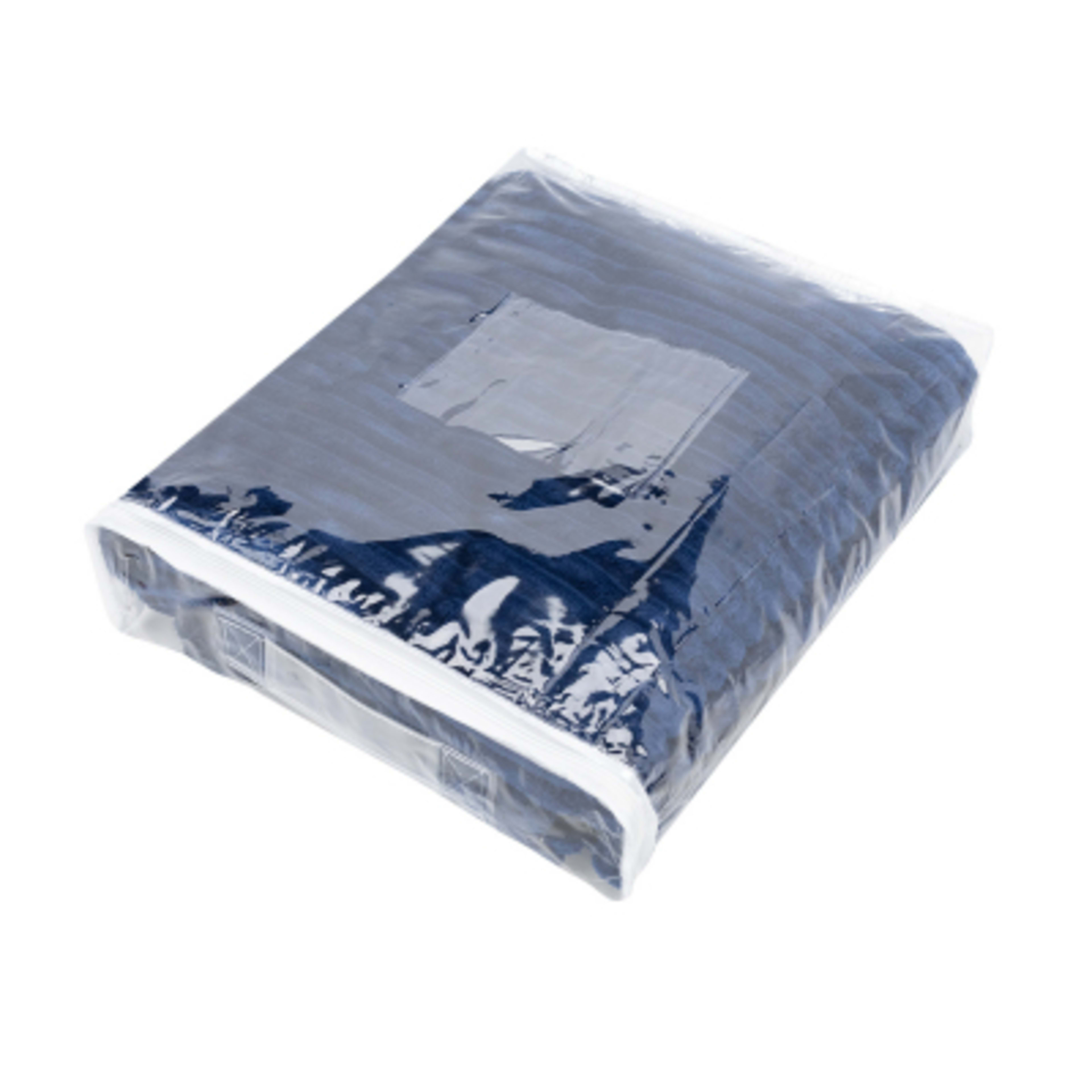 Flannel Blanket rPET Ribbed Lightweight Soft - 50 x 60 in - Navy - Bag - product view 6