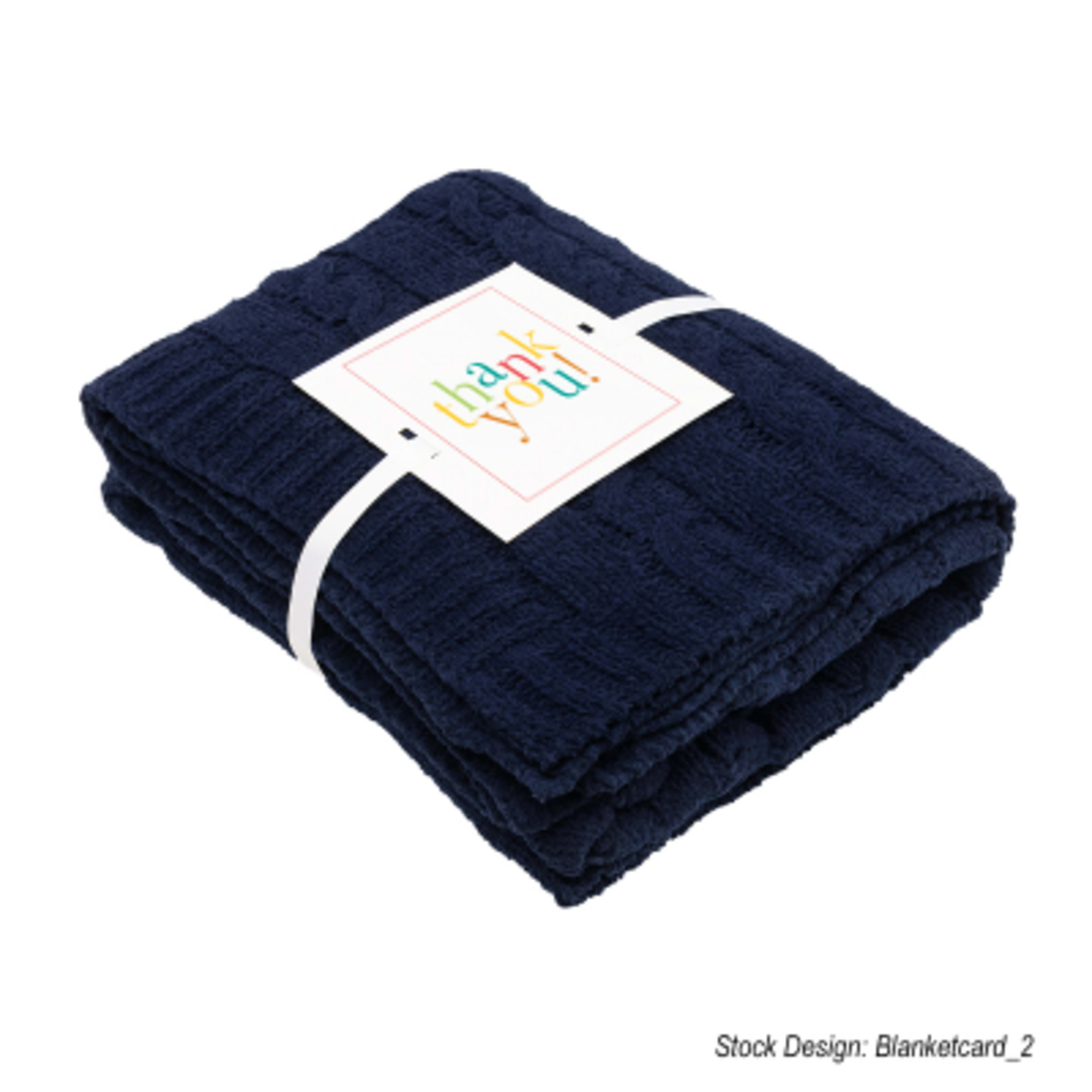 Chenille Blanket rPET Cable Knit Recycled - 50 x 60 in - Navy - Card - product view 5