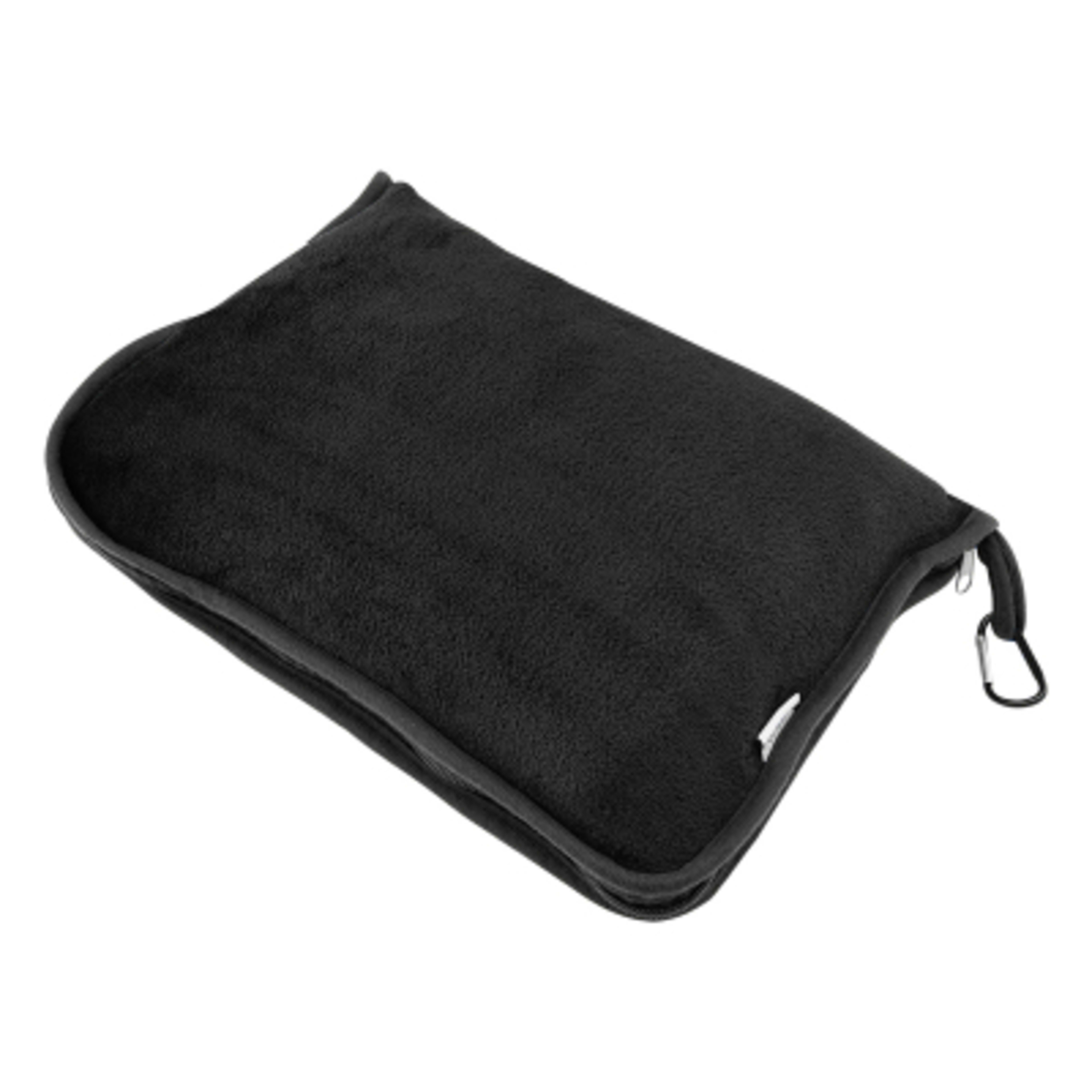 Travel Blanket rPET Fleece Trolley Pillow Pouch - 40 x 60 in - Black - Angle - product view 2