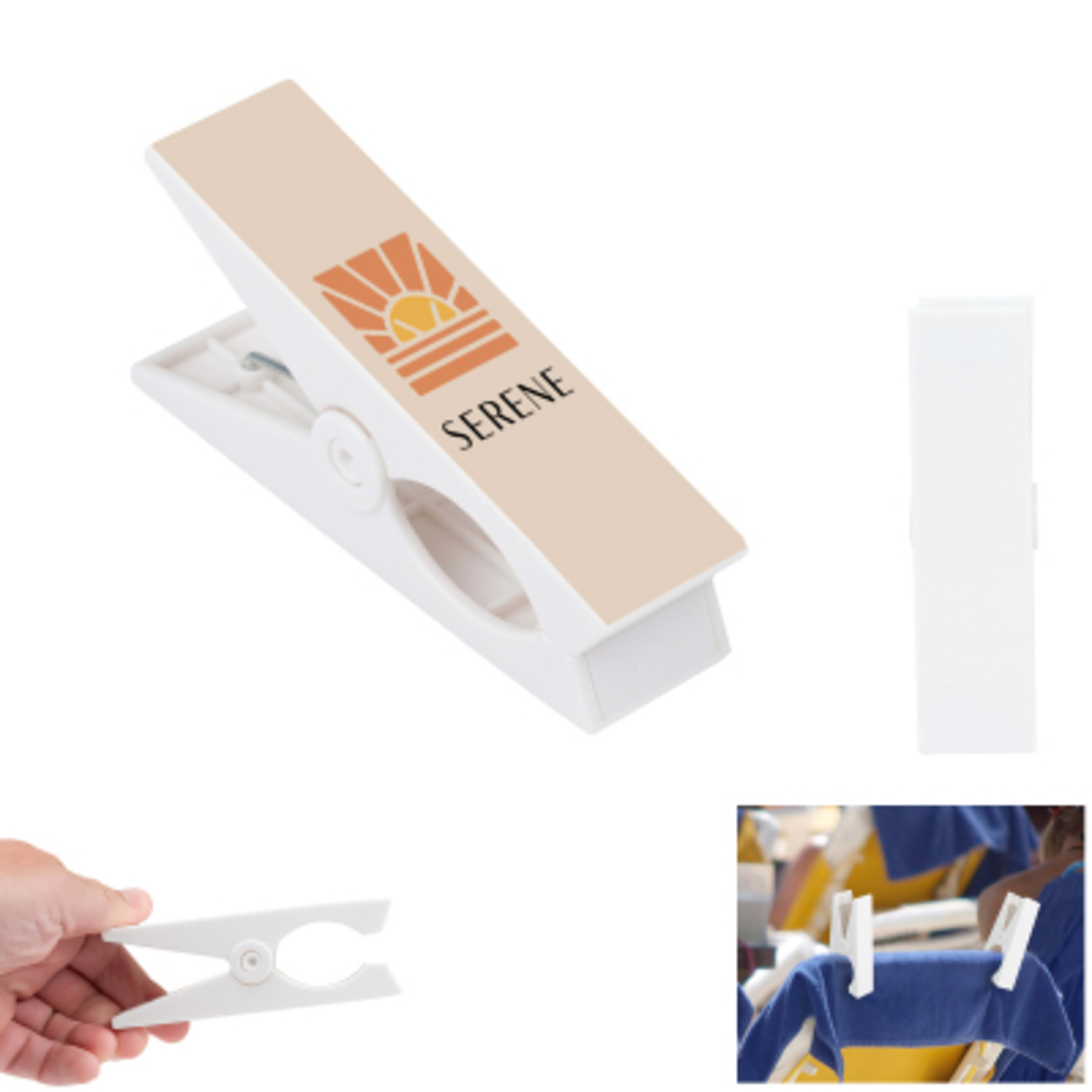 Towel Chair Clip Full Color Edge-to-Edge - 1.4 x 4.5 in - Group Shot - product view 3