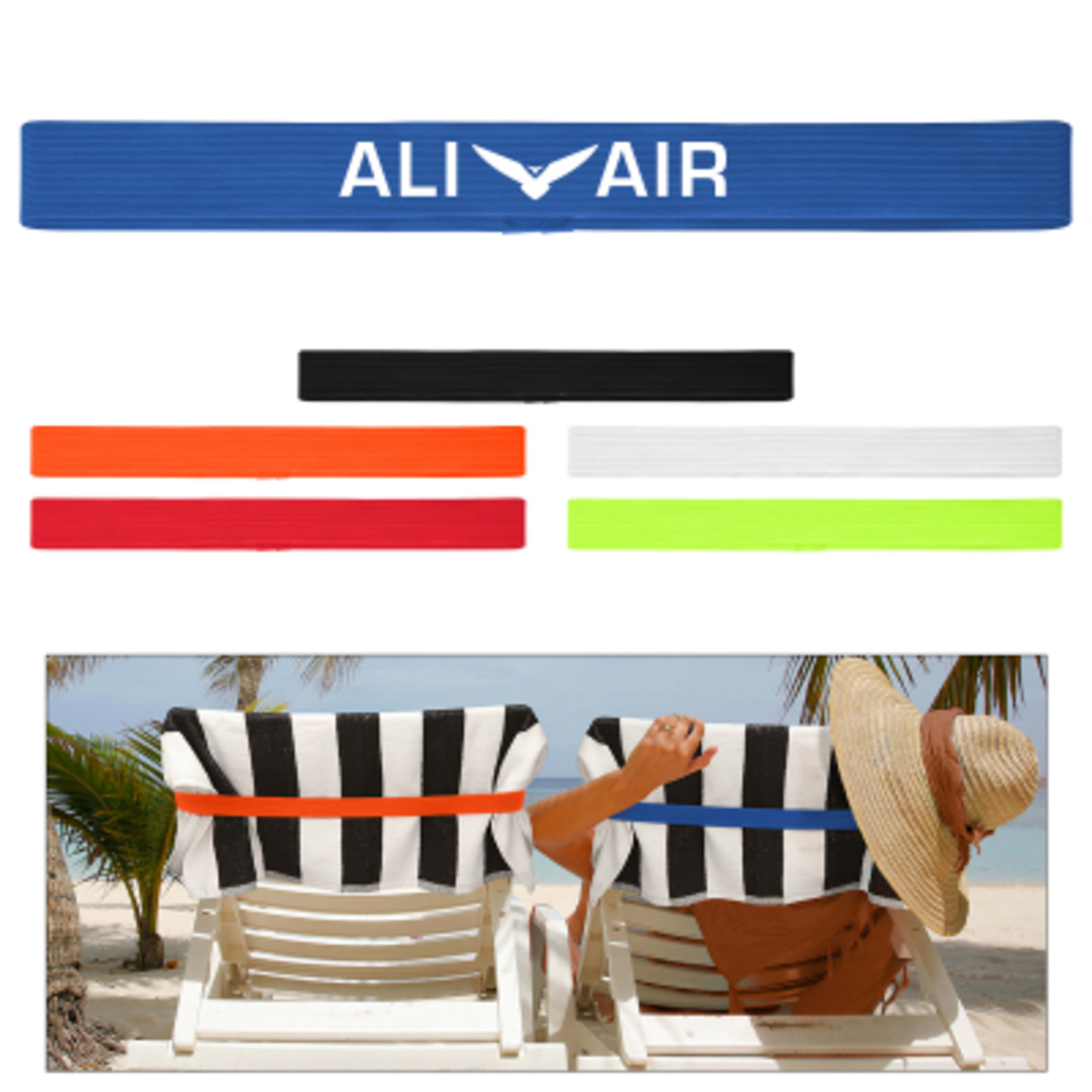 Chair Band Towel Holder Polyester Rubber Stretch - 33 x 1.5 in - Group Shot - product view 2