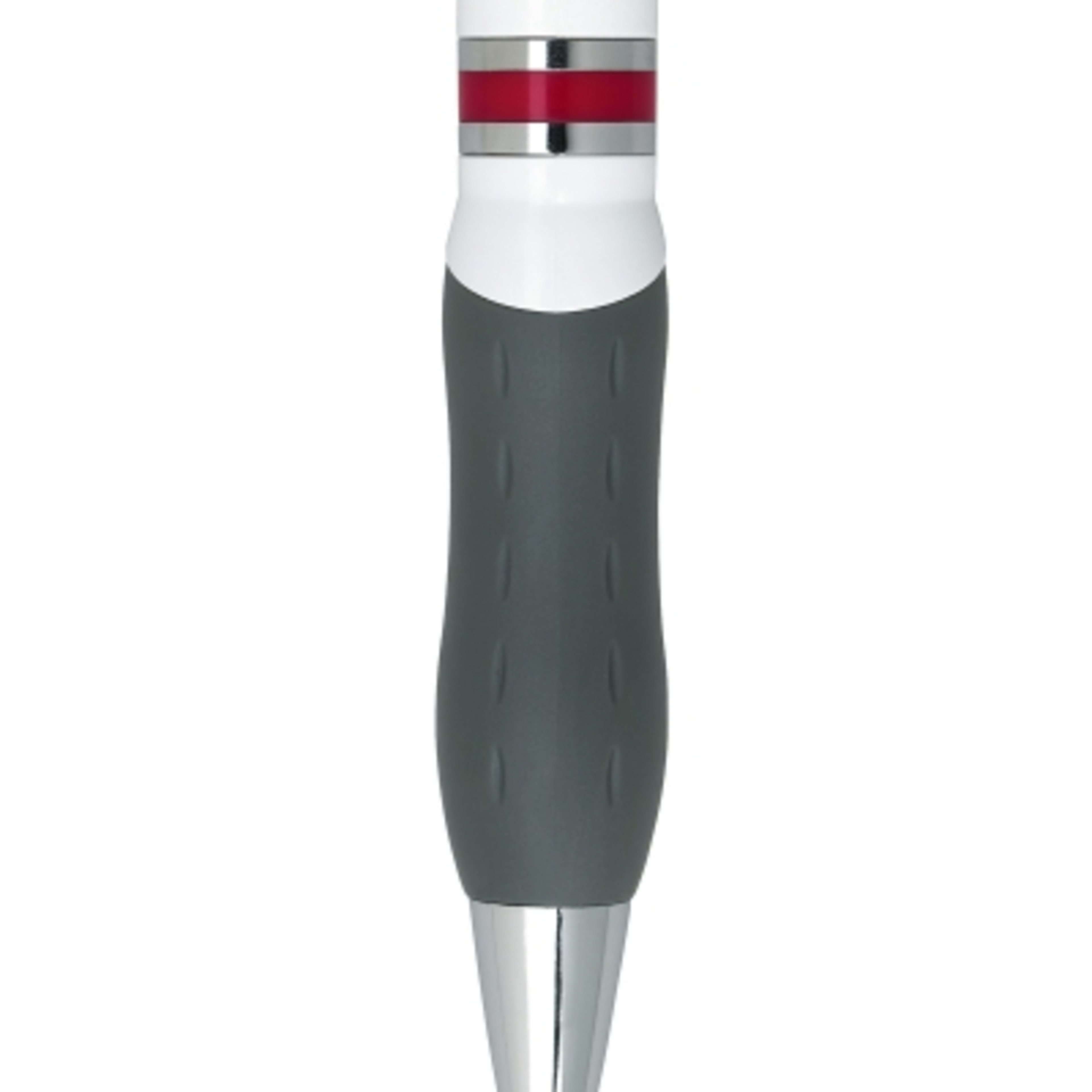 Ballpoint Pen Rubber Grip Plunger Action - 5.5 in - White/Red - Grip - product view 3