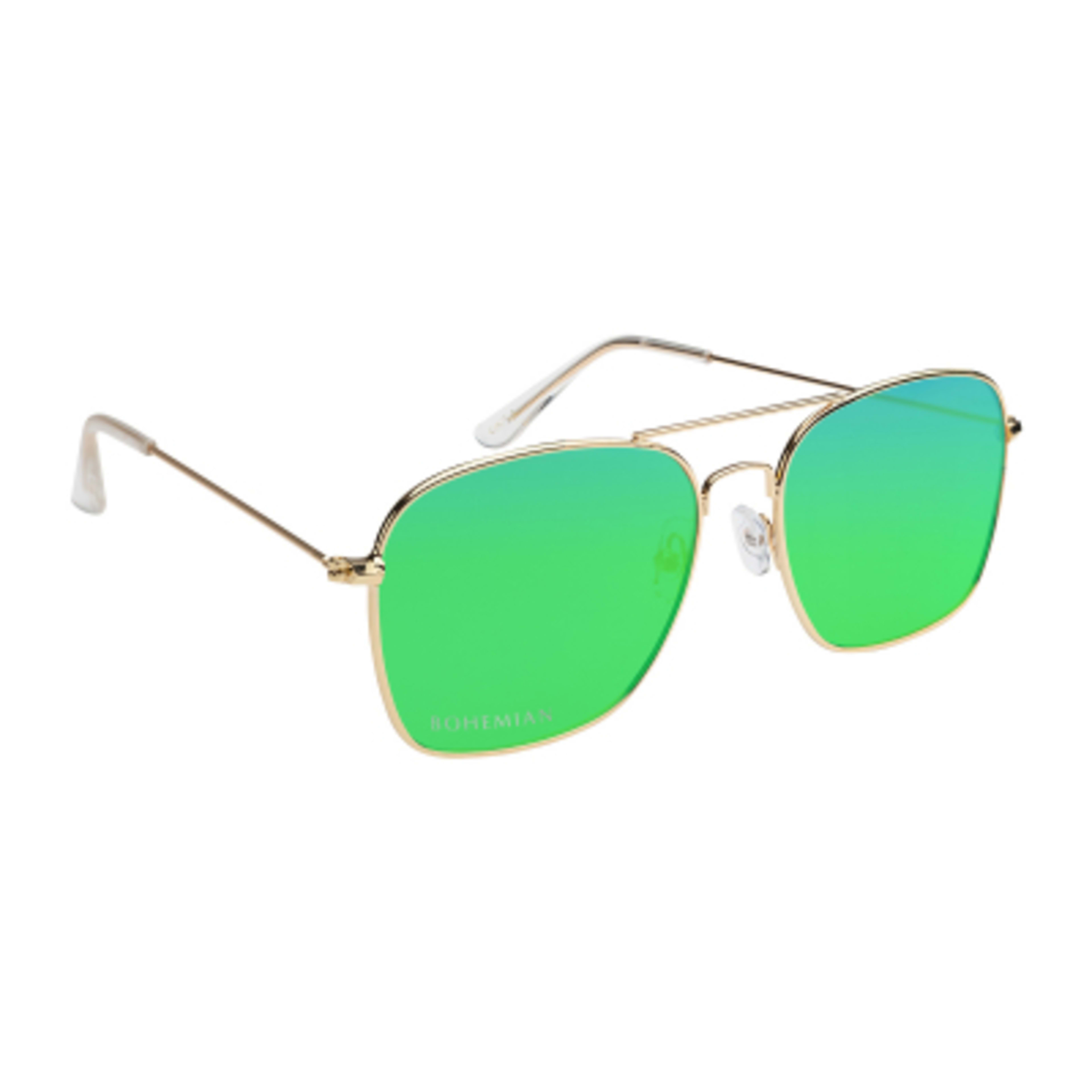 Aviator Sunglasses Mirrored Lenses UV400 Protection - Gold/Green - Laser - product view 12