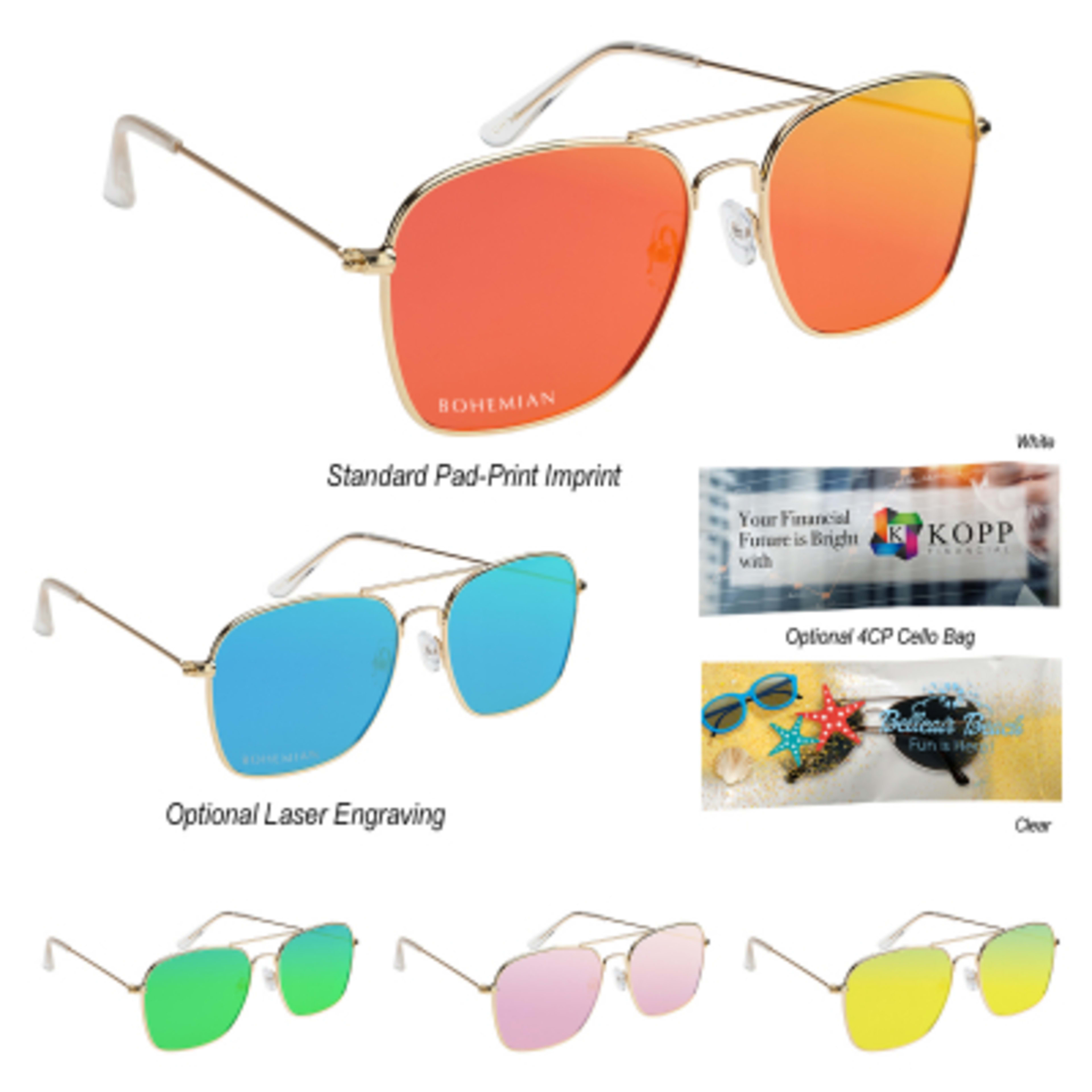 Aviator Sunglasses Mirrored Lenses UV400 Protection - Group Shot - product view 16