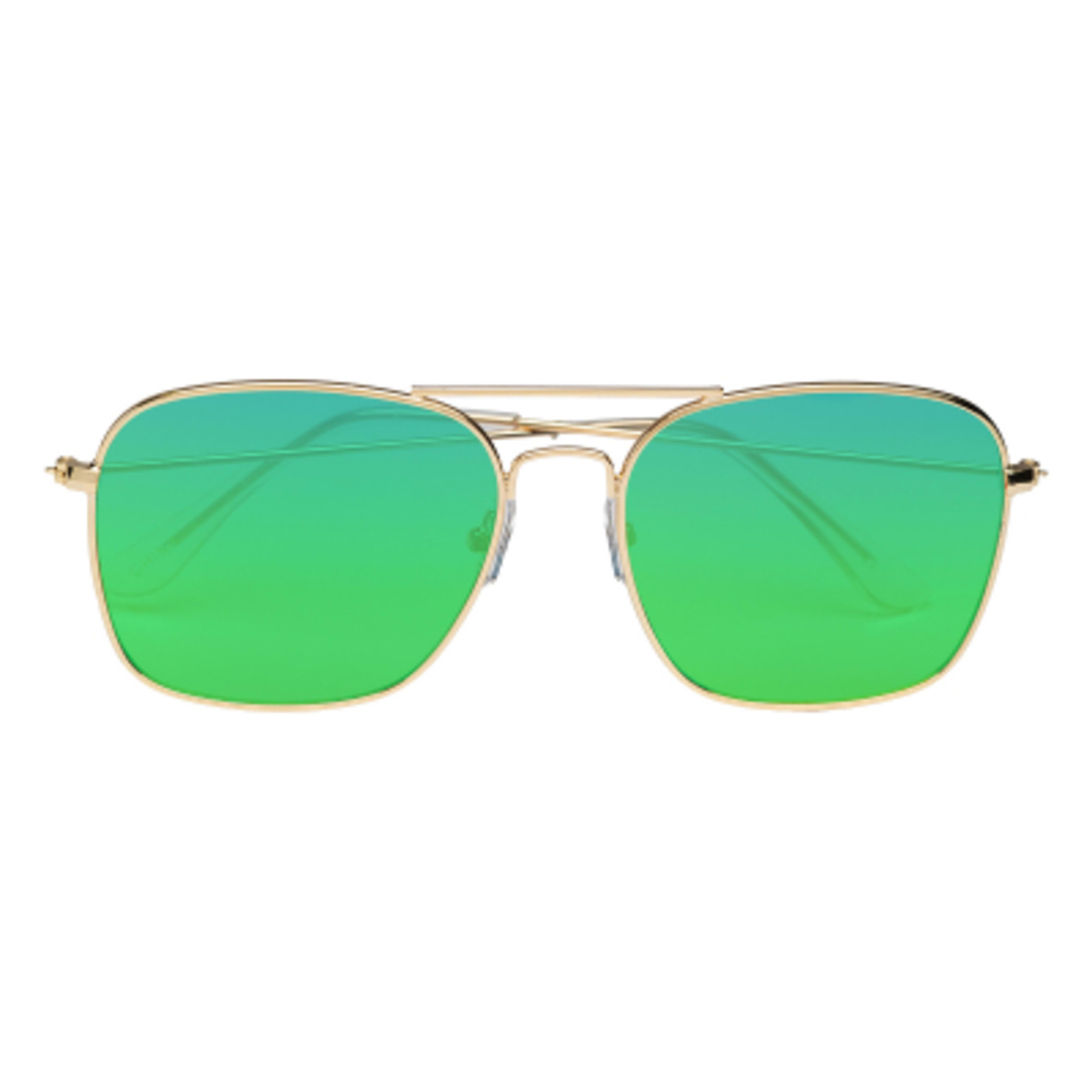 Aviator Sunglasses Mirrored Lenses UV400 Protection - Gold/Green - Front - product view 3