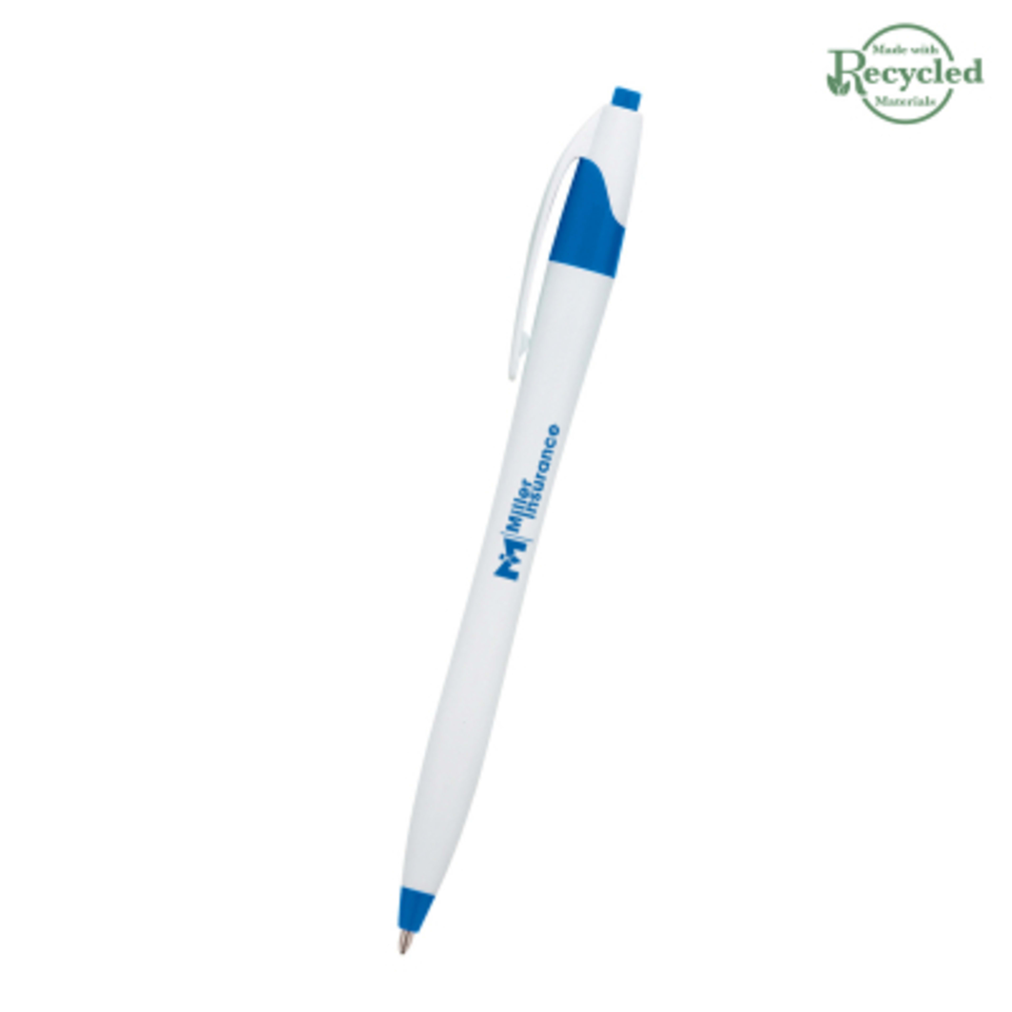Ballpoint Pen Plunger Action Classic Design - 5.75 in - White/Blue - Silkscreen - product view 13
