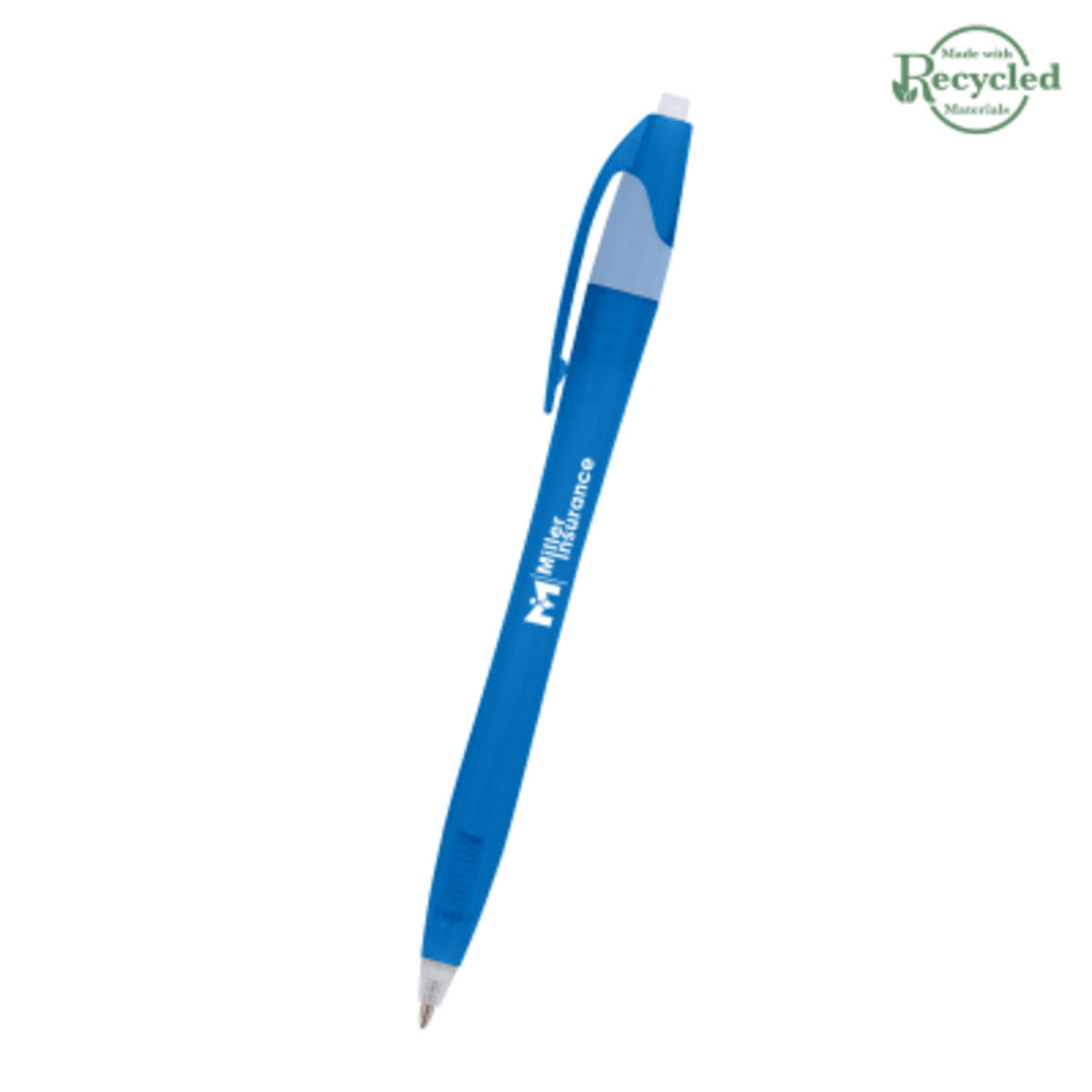 Ballpoint Pen Plunger Action Classic Design - 5.75 in - TRN/Blue - Silkscreen - product view 20