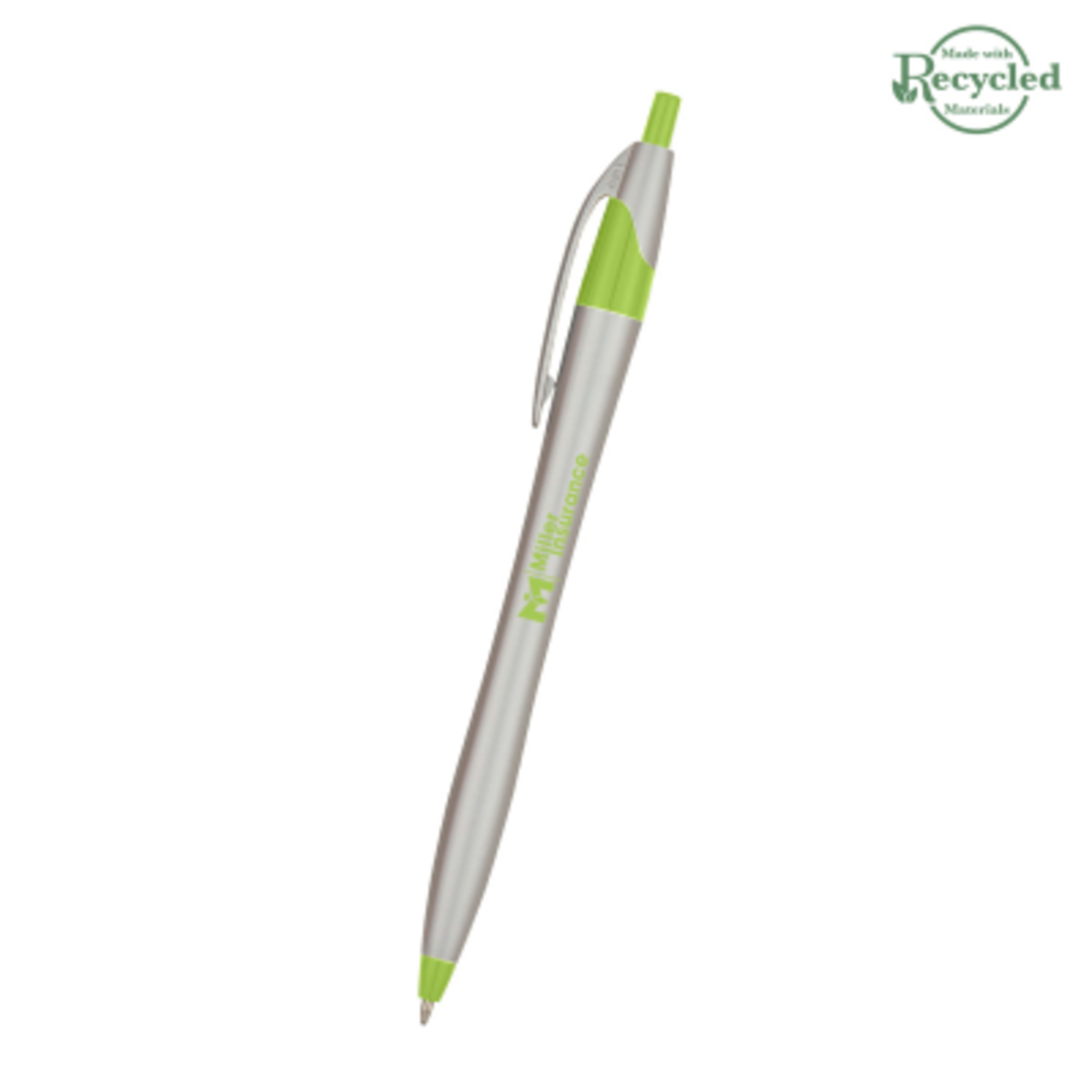 Ballpoint Pen Plunger Action Classic Design - 5.75 in - Silver/Lime - Silkscreen - product view 24