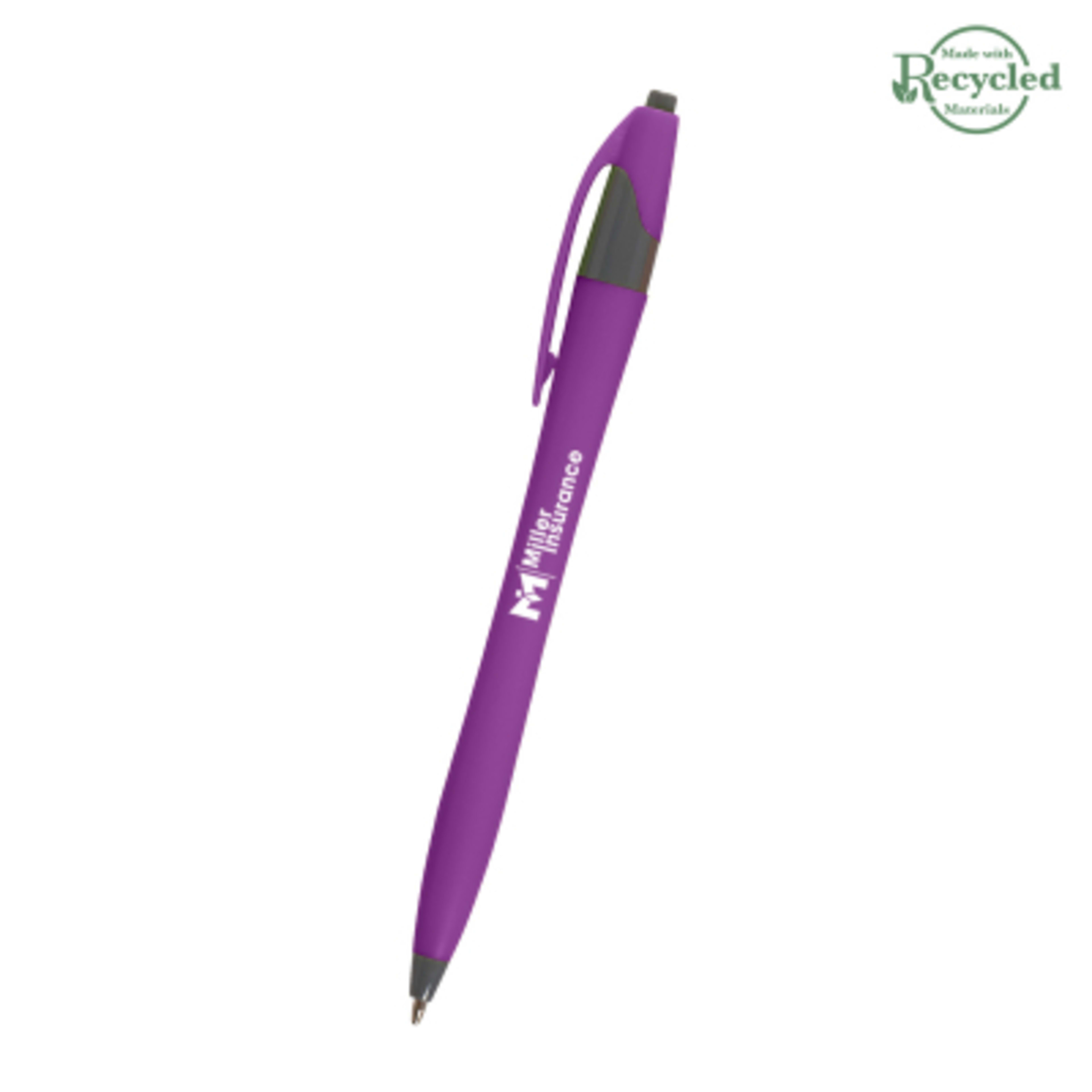 Ballpoint Pen Plunger Action Classic Design - 5.75 in - Purple/Gray - Silkscreen - product view 27