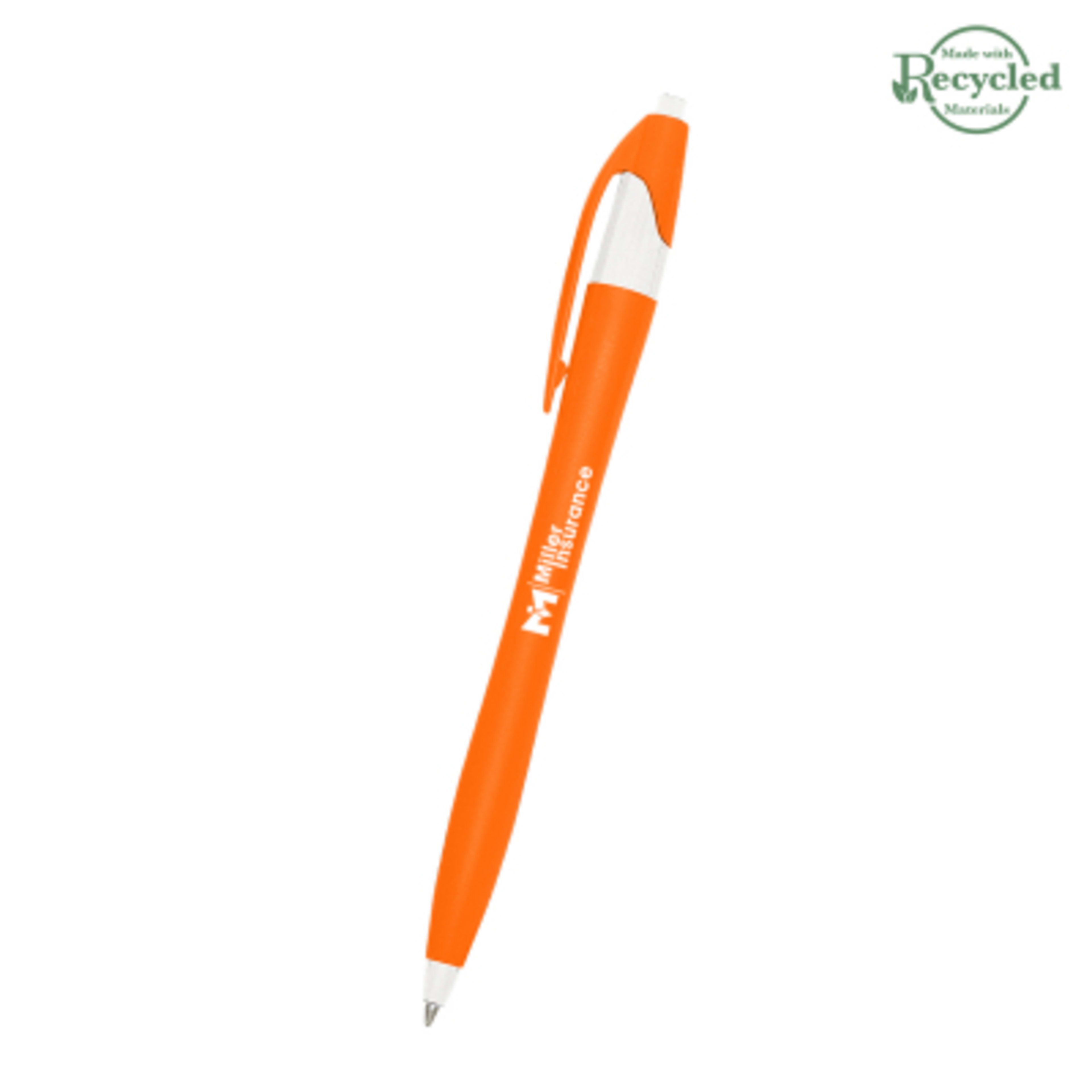 Ballpoint Pen Plunger Action Classic Design - 5.75 in - ORN/White - Silkscreen - product view 28