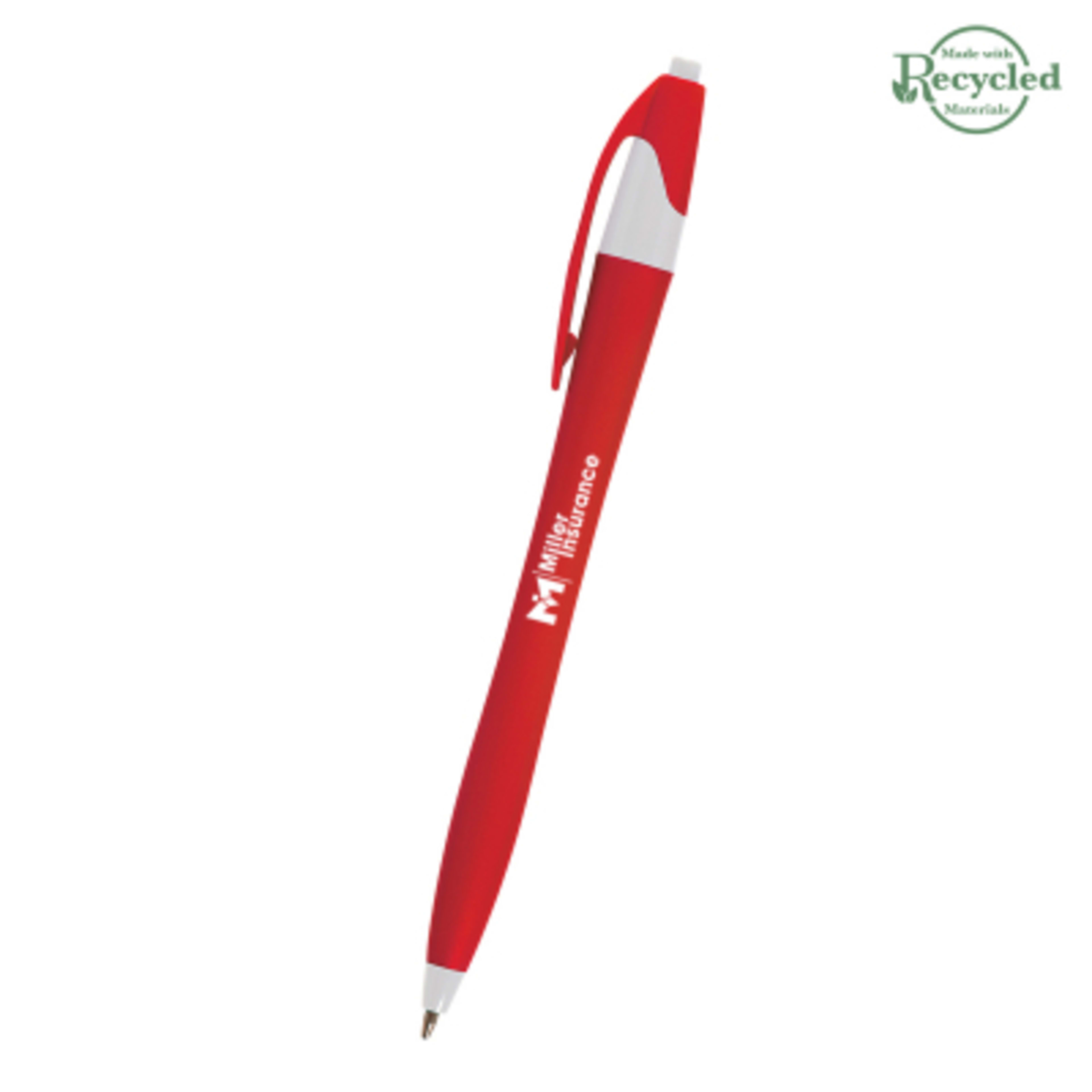 Ballpoint Pen Plunger Action Classic Design - 5.75 in - Red/White - Silkscreen - product view 4