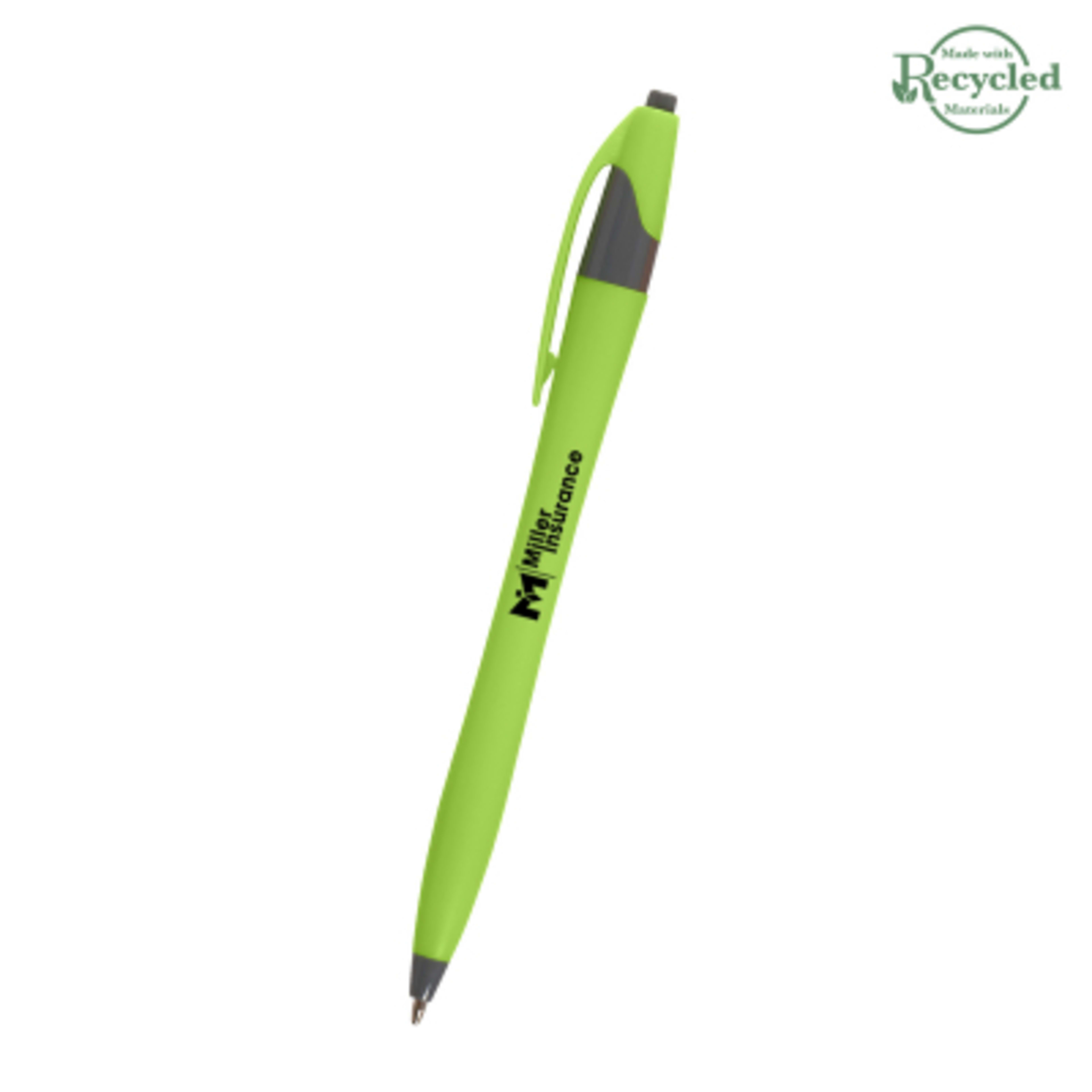 Ballpoint Pen Plunger Action Classic Design - 5.75 in - Lime/Gray - Silkscreen - product view 32