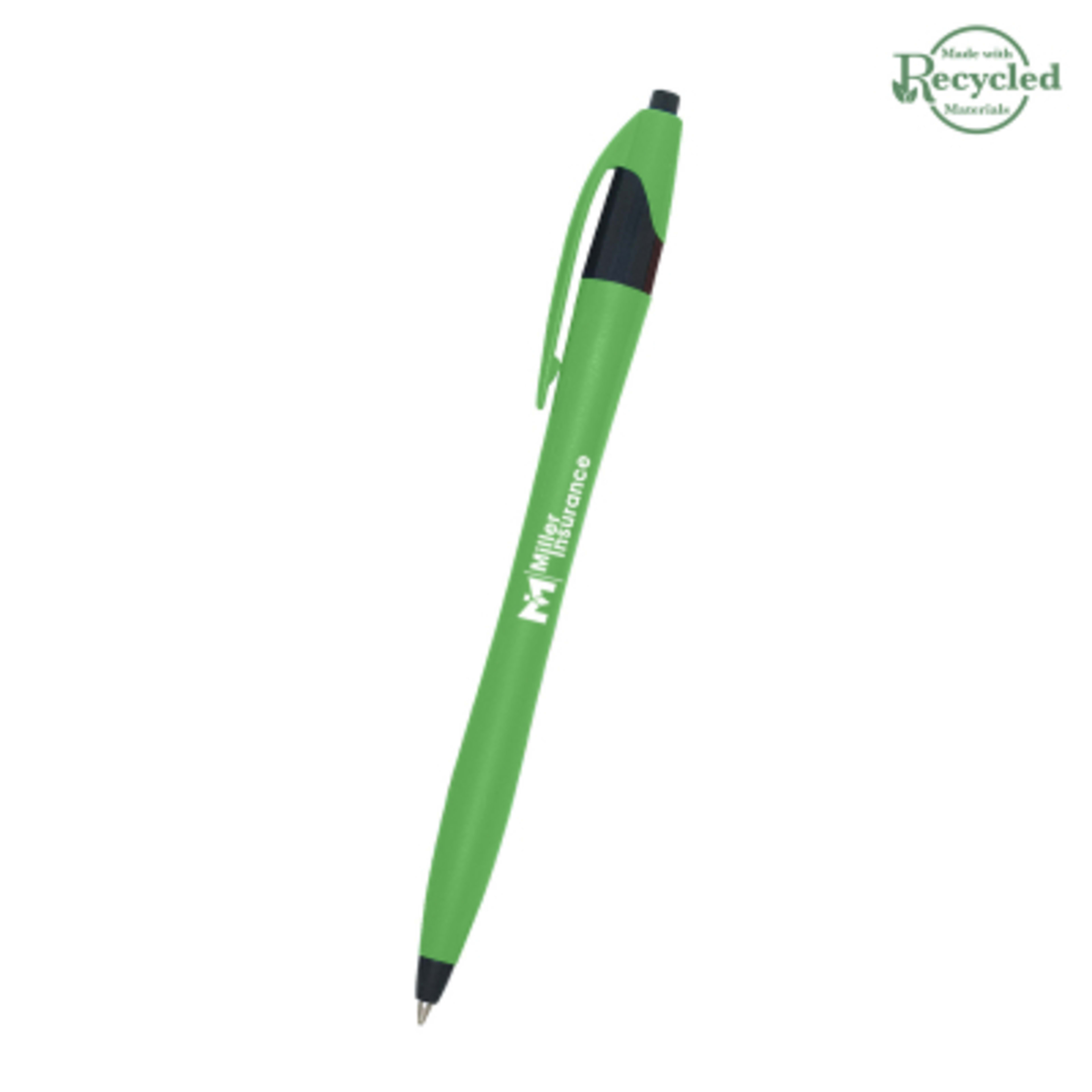 Ballpoint Pen Plunger Action Classic Design - 5.75 in - Green - Silkscreen - product view 34