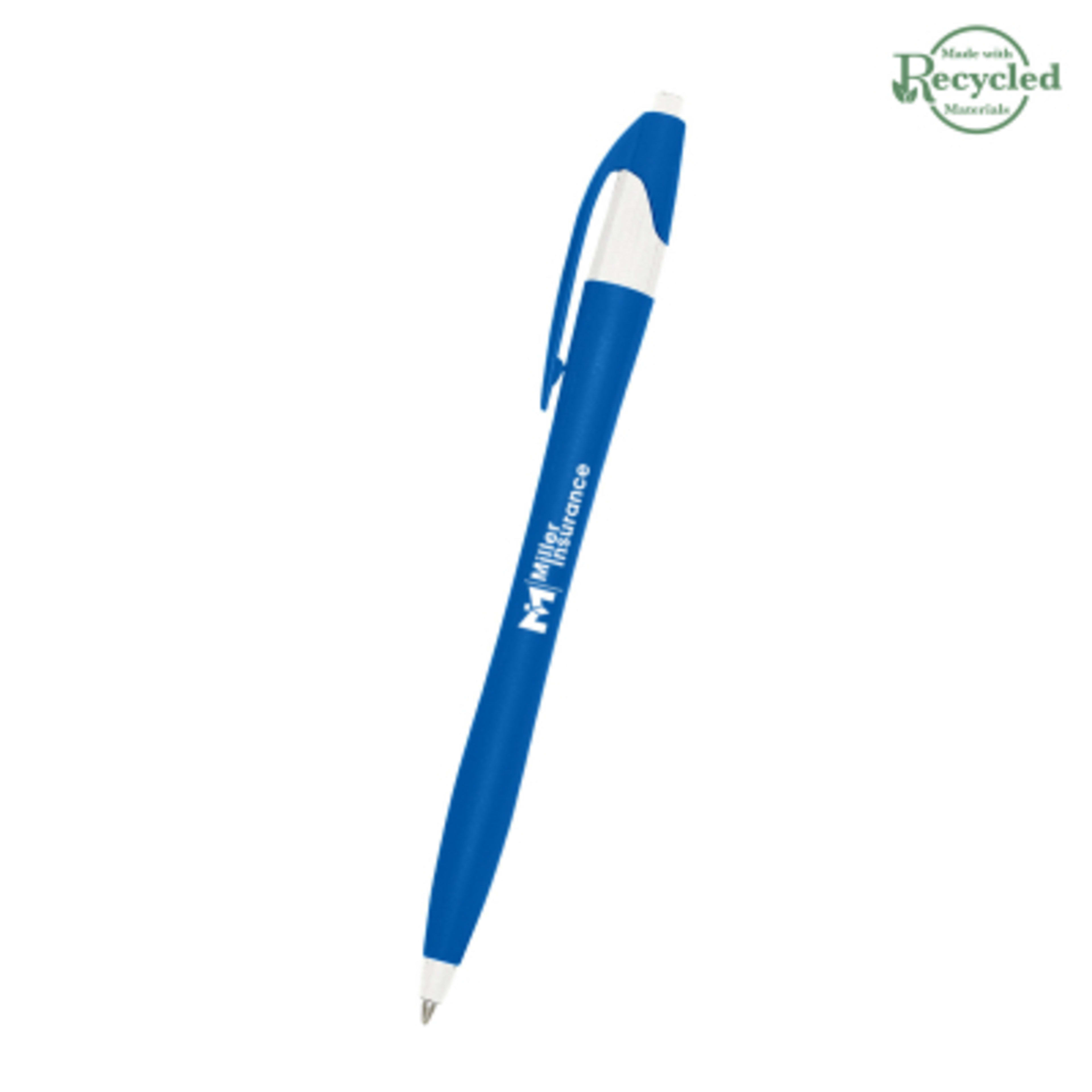 Ballpoint Pen Plunger Action Classic Design - 5.75 in - Blue/White - Silkscreen - product view 38
